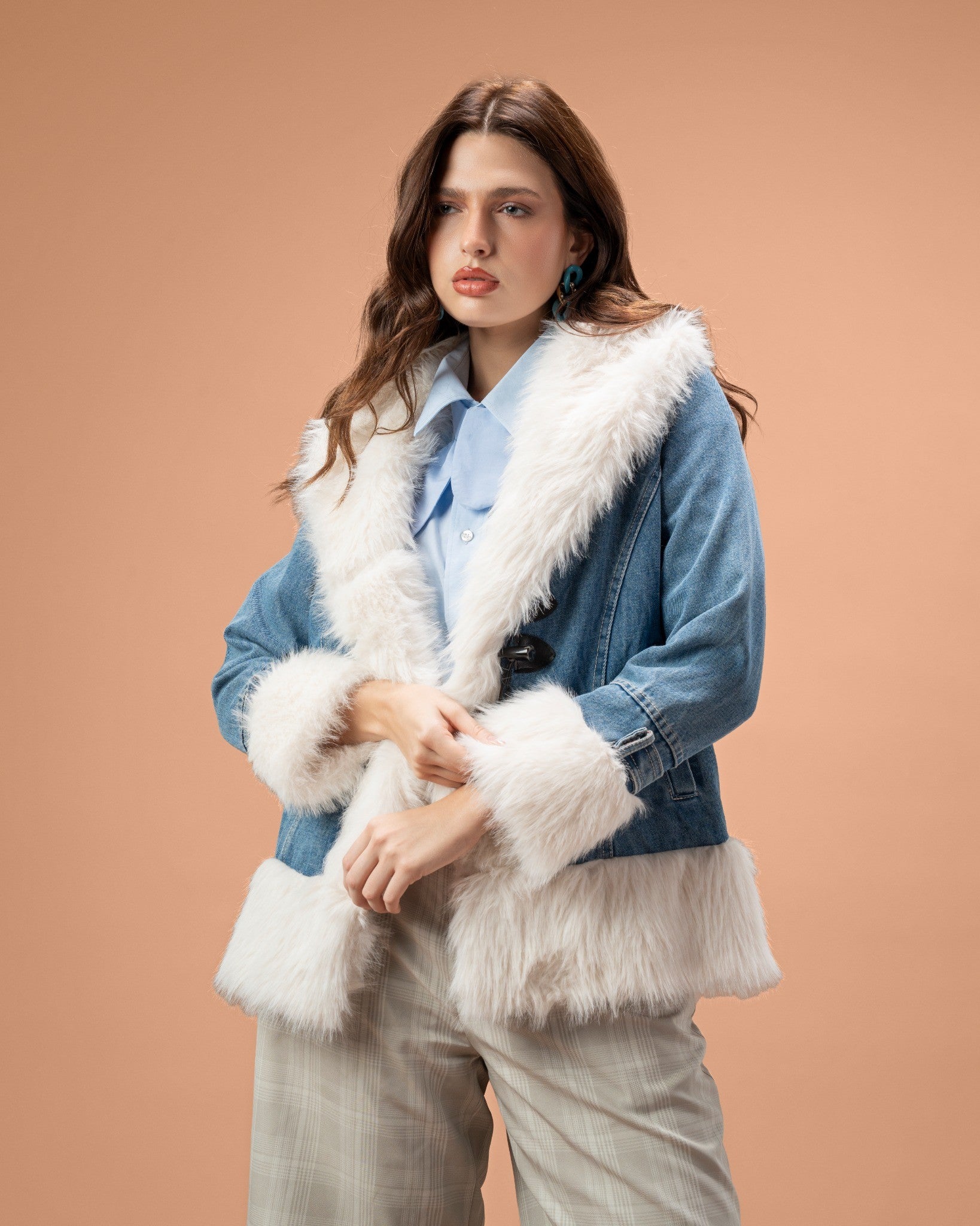 Denim Jacket with Fox Fur
