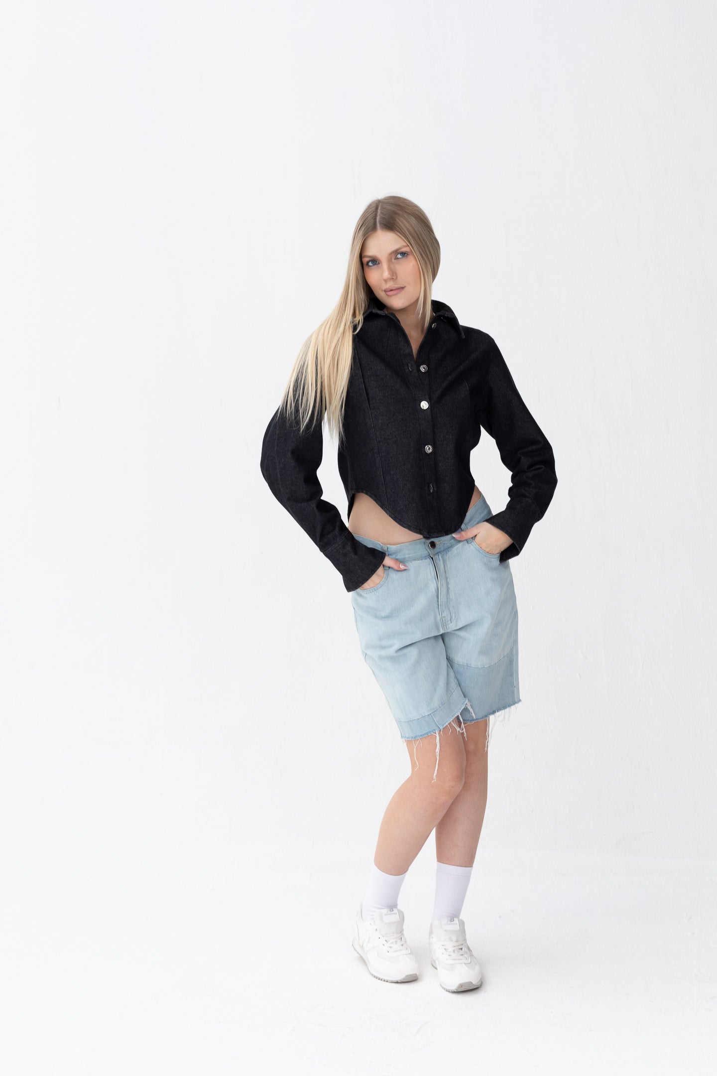 Denim Front Cut Blouse