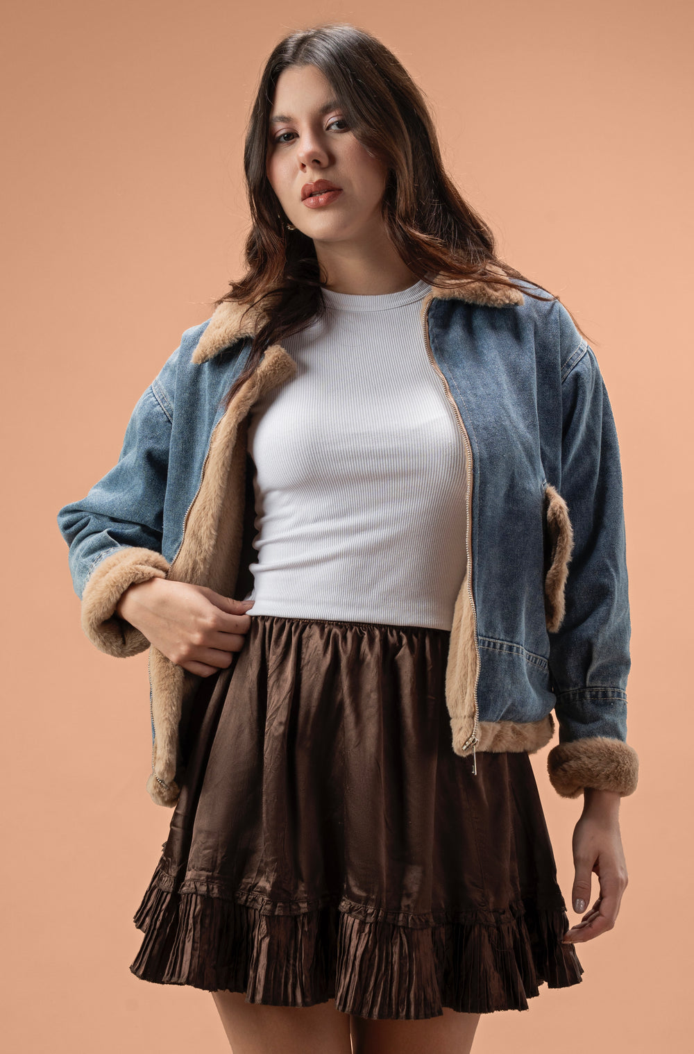 Denim jacket x soft fur