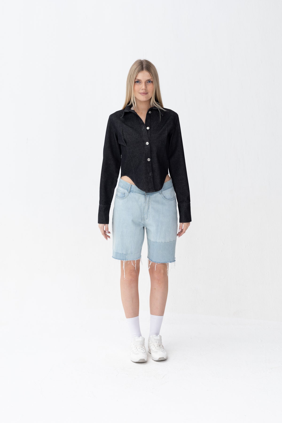 Denim Front Cut Blouse