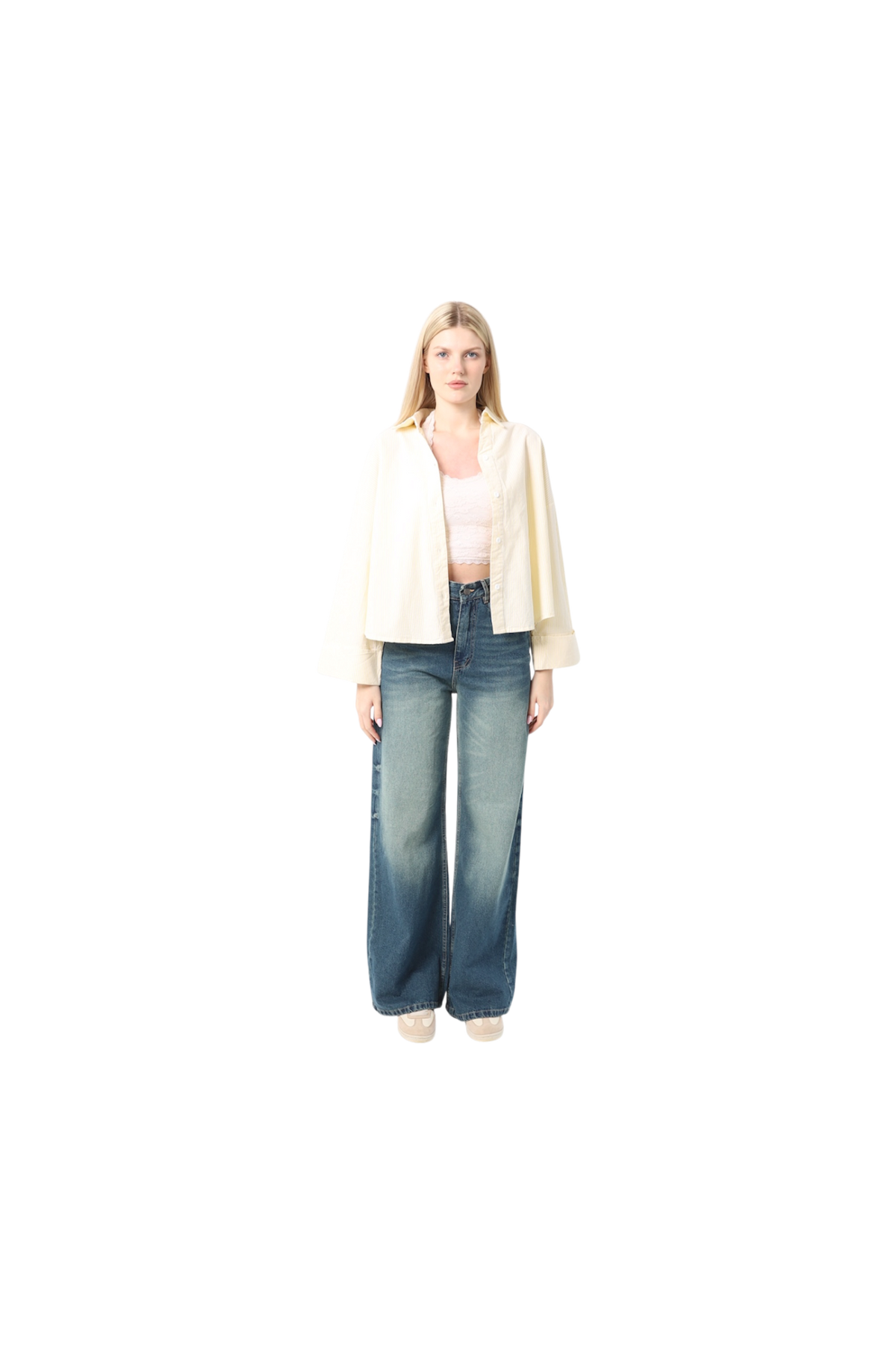 Subtle striped blouse with back bleats