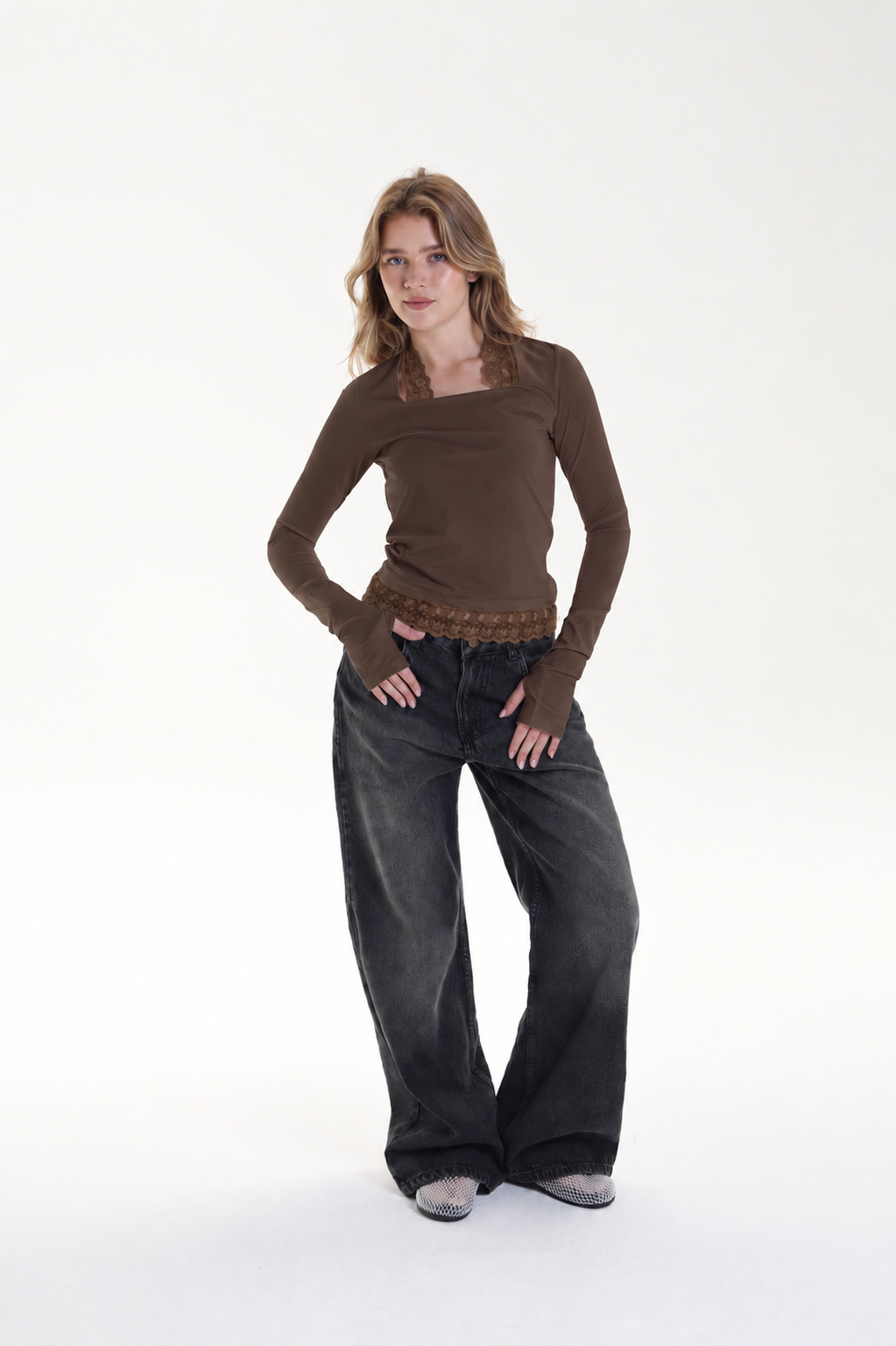 Square Neck Lace Top