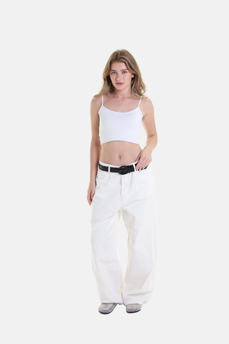 Denim front cut offwhite Pant