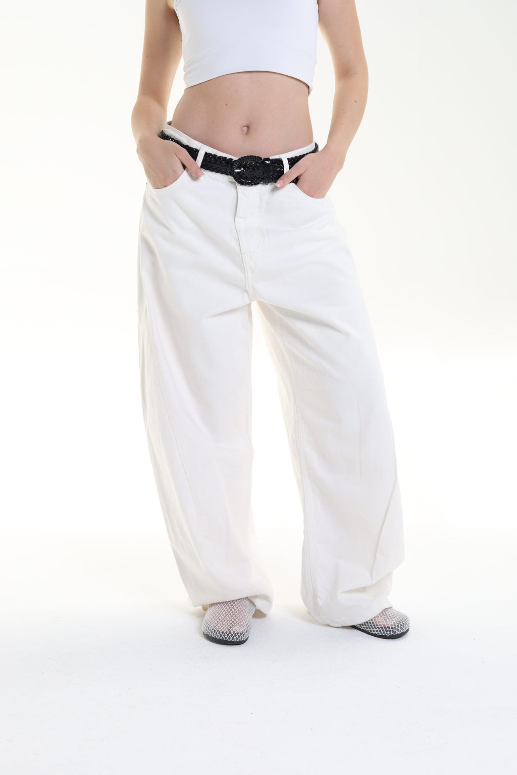 Denim front cut offwhite Pant