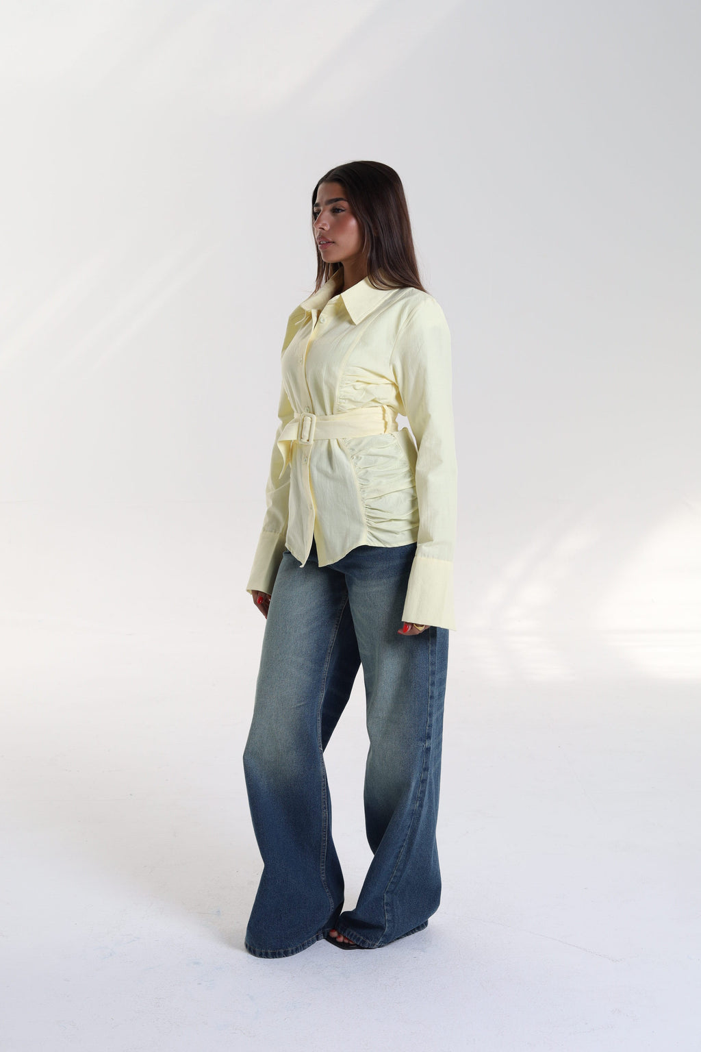 Ruched Side Belted Blouse
