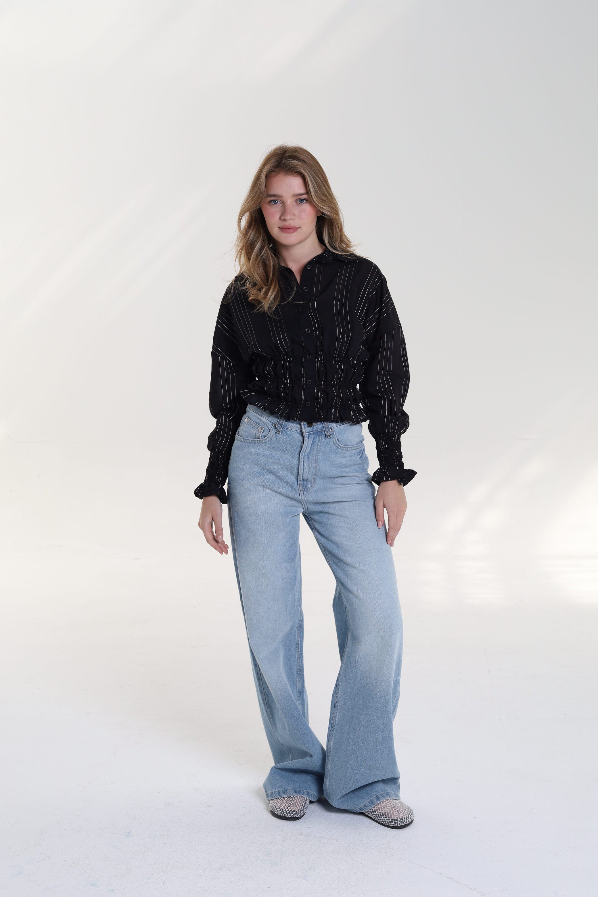 Smocked Waist & Cuff Blouse