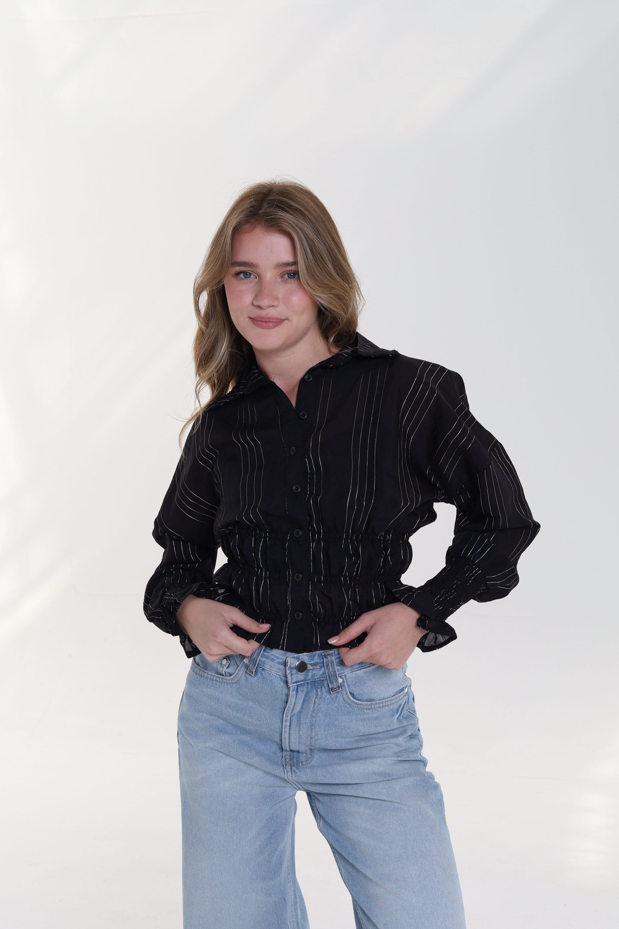 Smocked Waist & Cuff Blouse