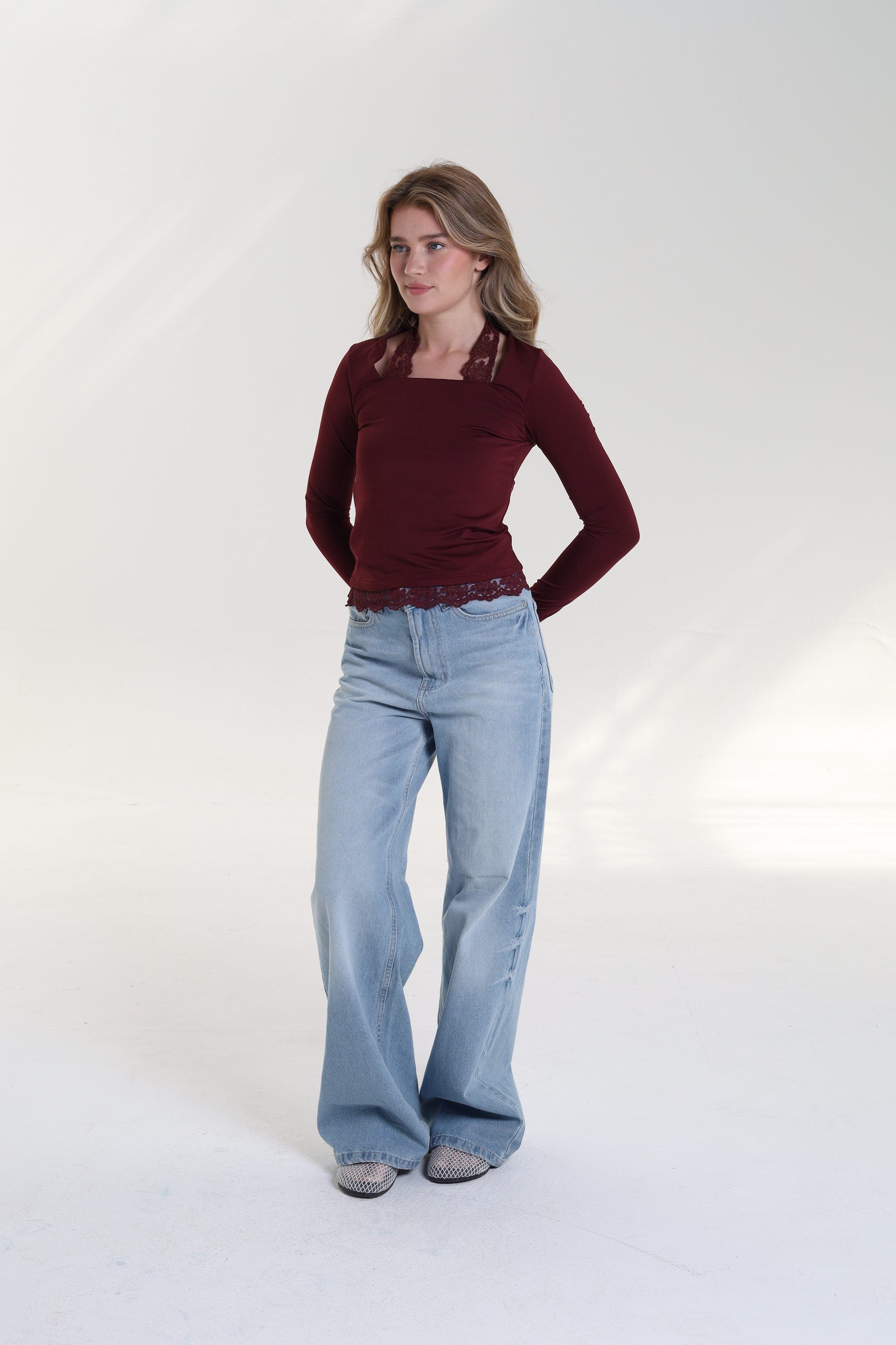 Square Neck Lace Top