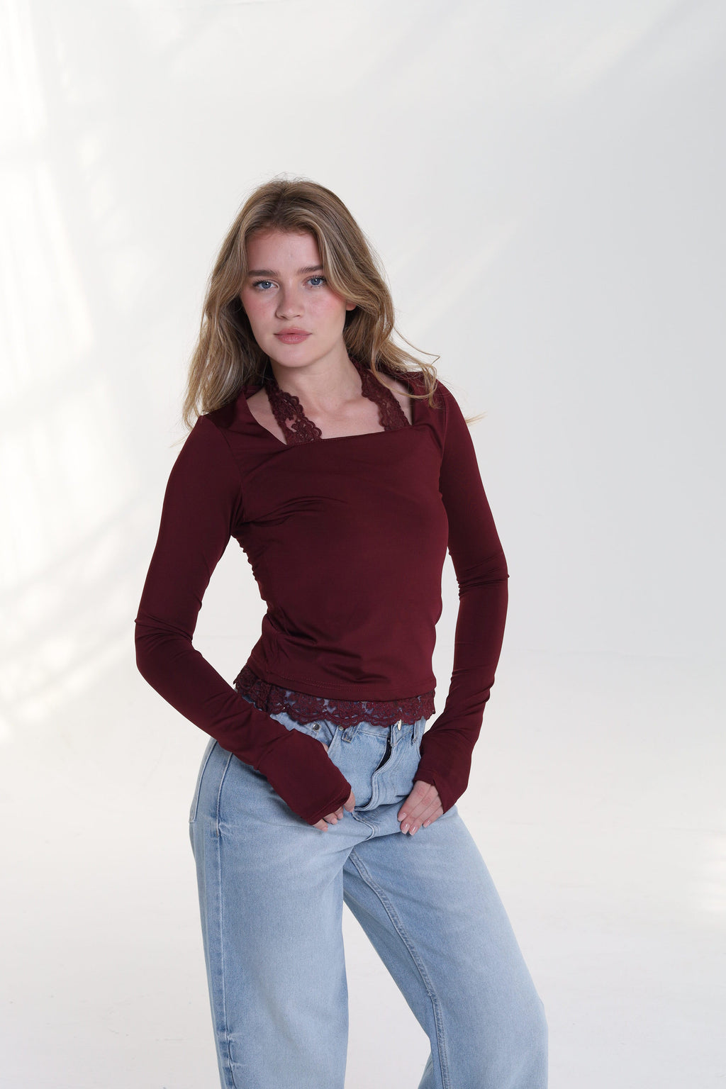 Square Neck Lace Top