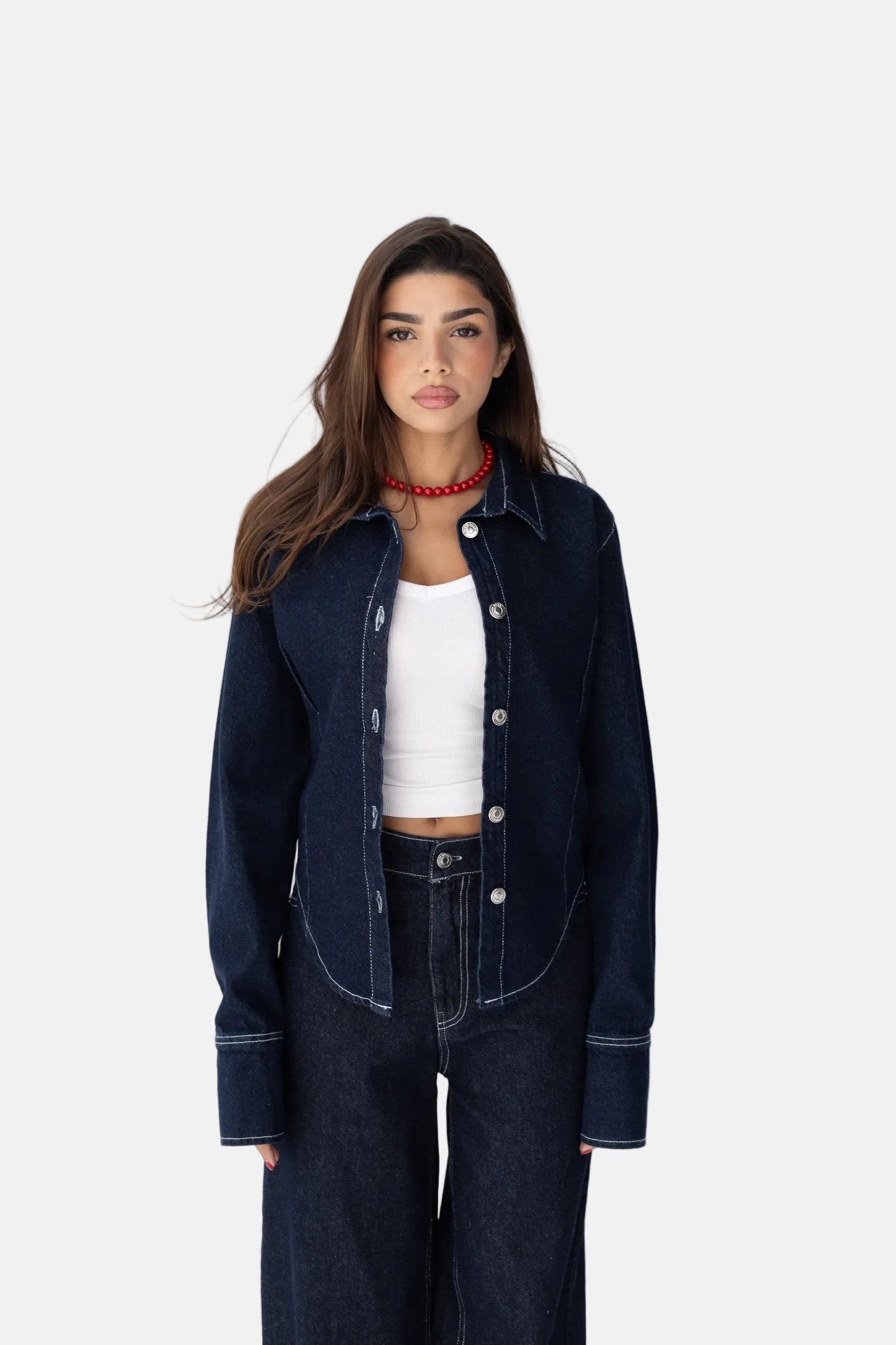 Denim Front Cut Blouse