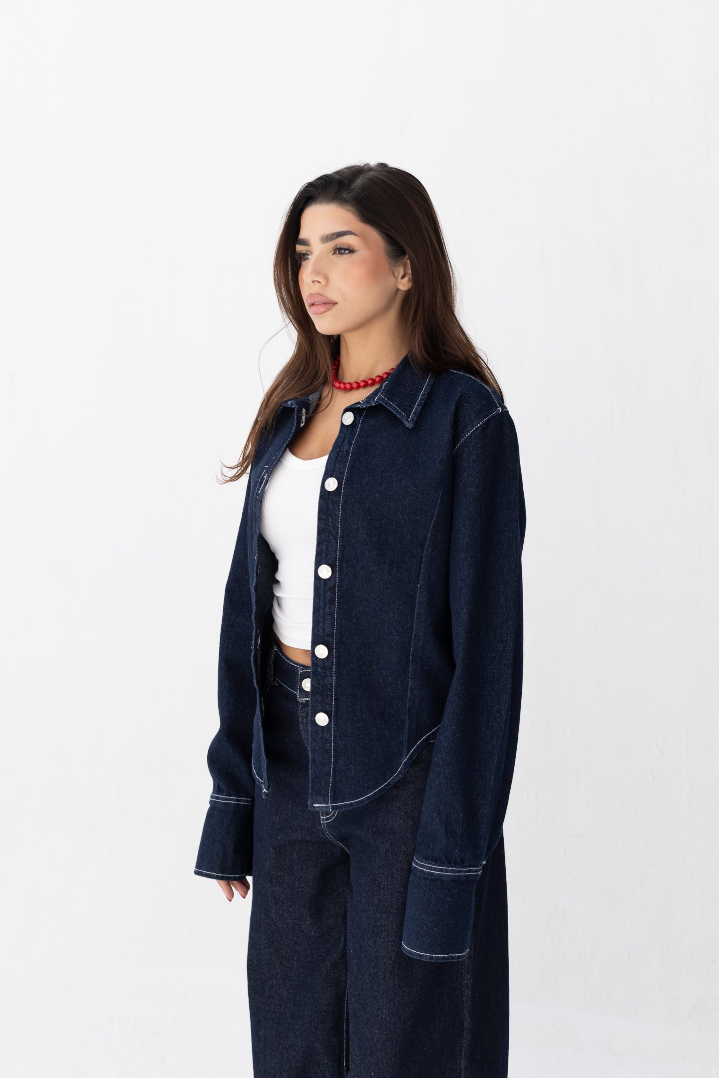 Denim Front Cut Blouse