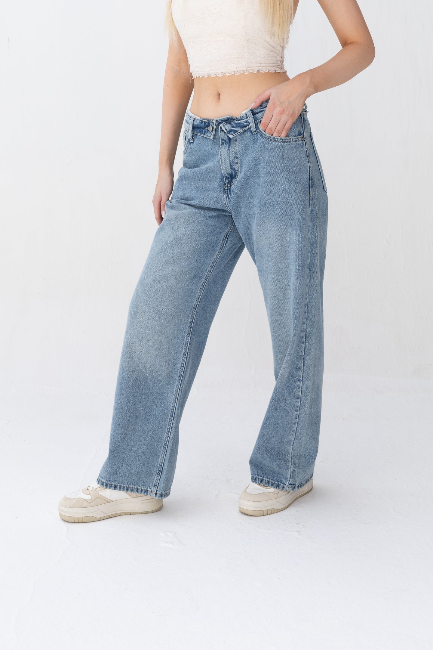 Invented Light Blue WaistBand Denim Jeans