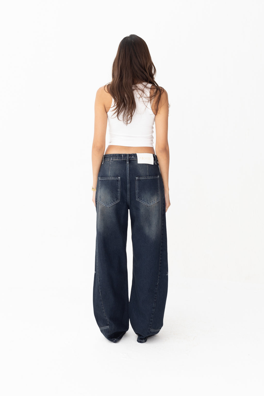 Wide Leg Jeans Dirty Blue Front Cut
