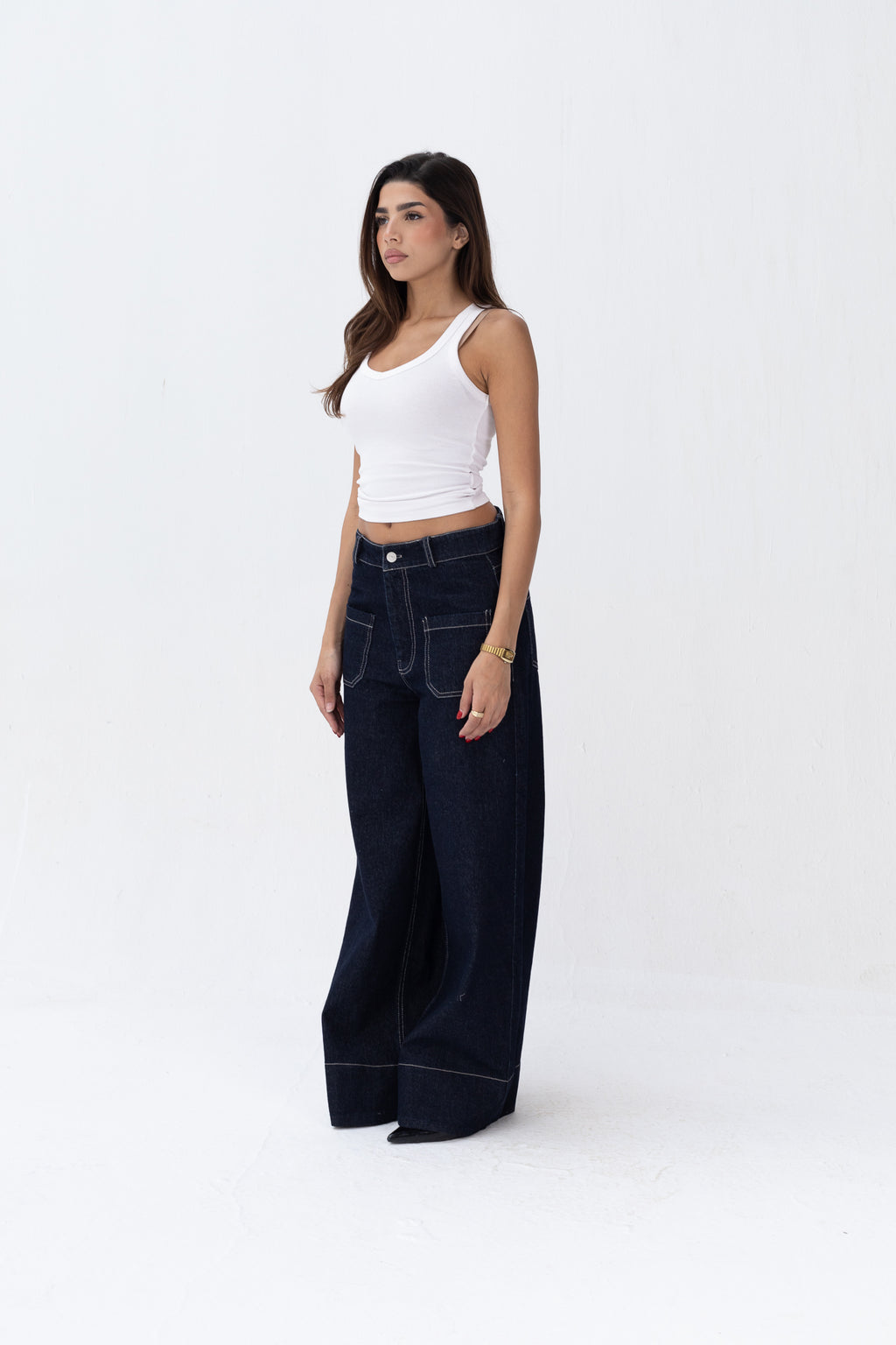 Front Pocket Navy Denim Jeans