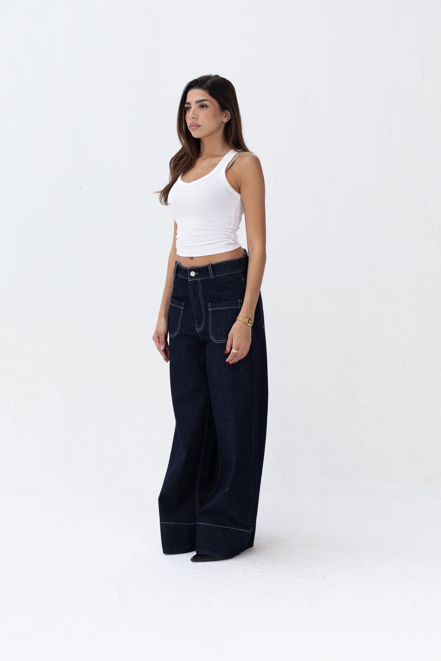Front Pocket Navy Denim Jeans