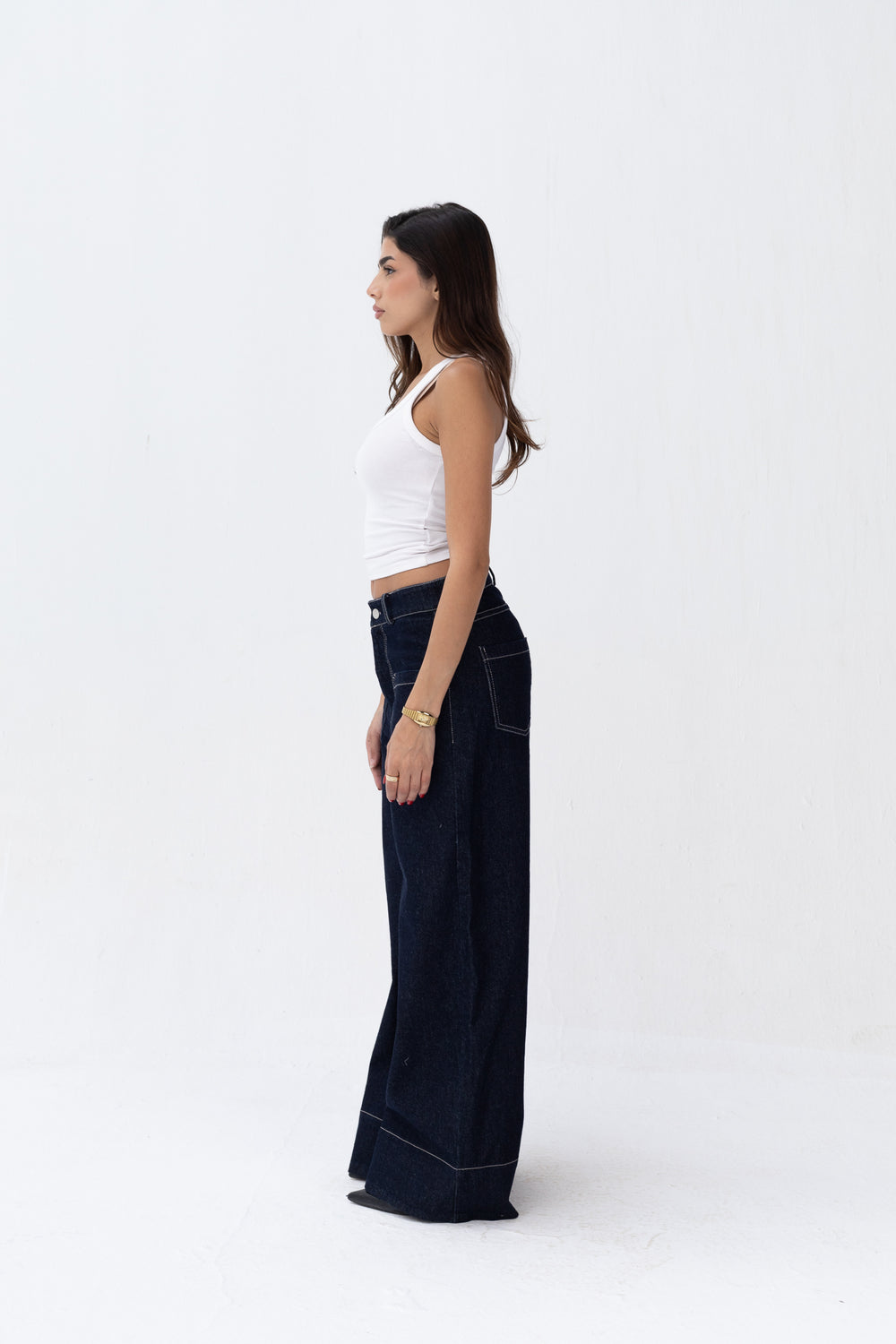 Front Pocket Navy Denim Jeans