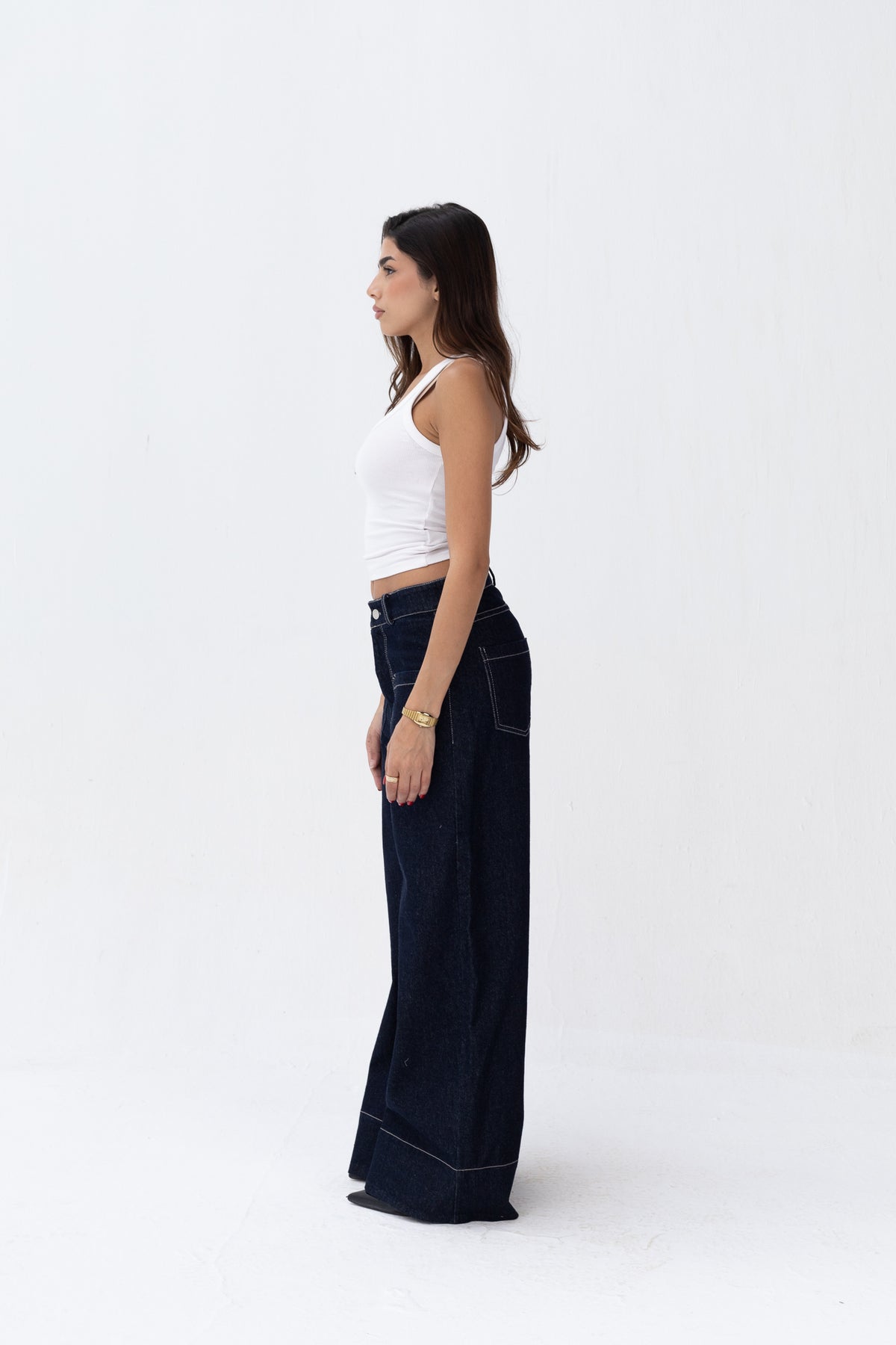 Front Pocket Navy Denim Jeans