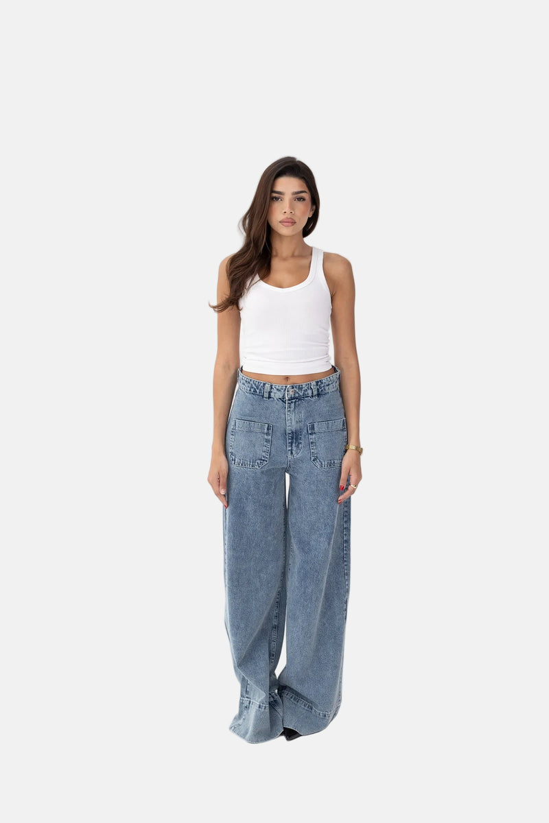Front Pocket Sky Blue Denim Jeans