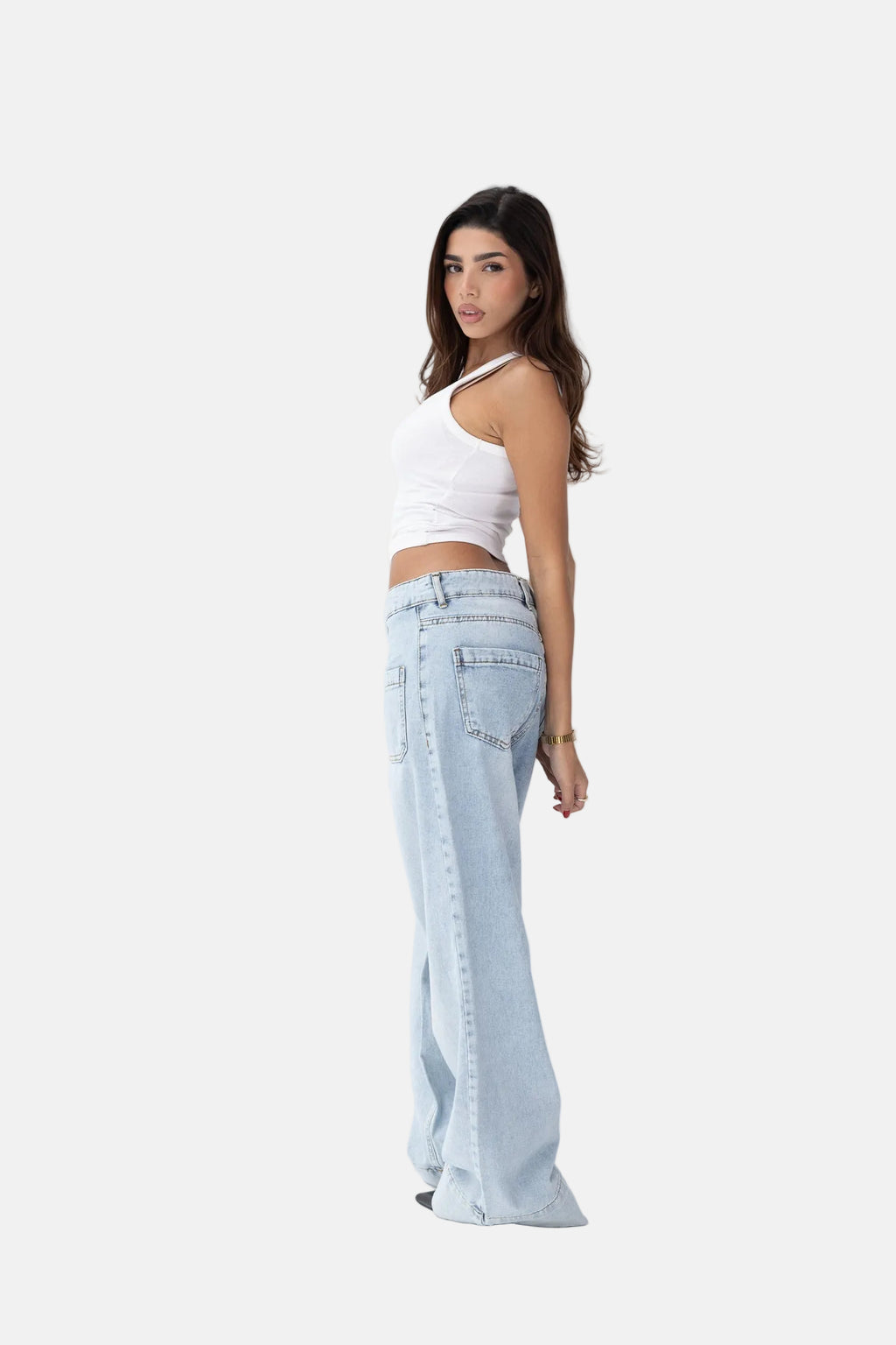 Front Pocket Light Blue Denim Jeans
