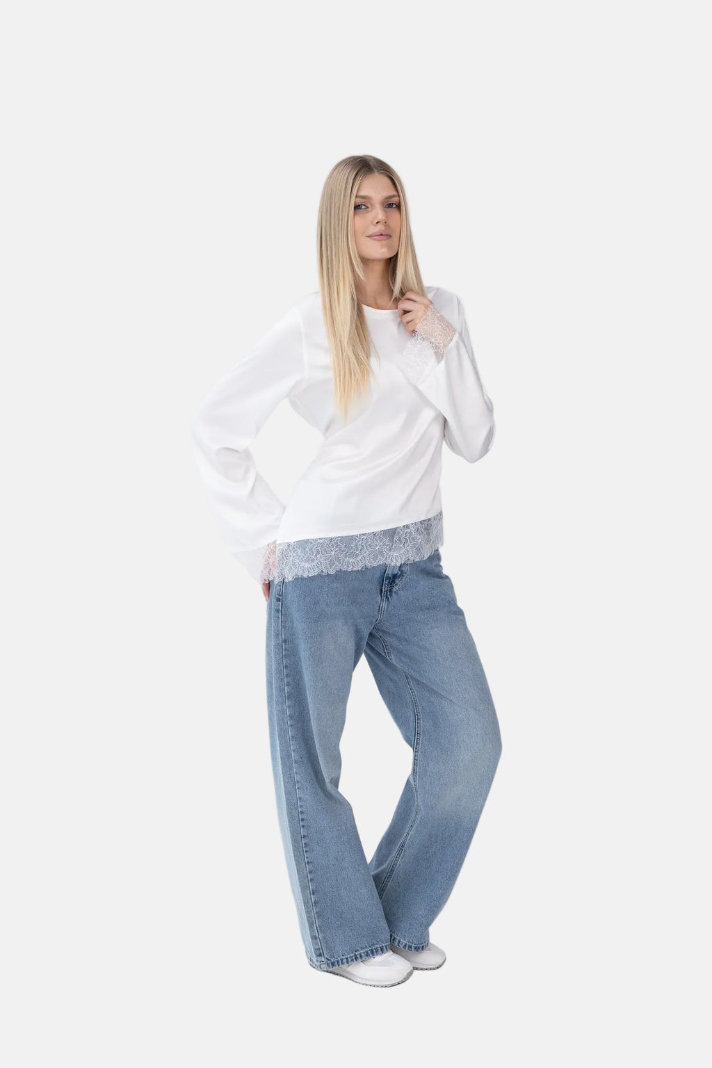 Blouse Satin With Lace