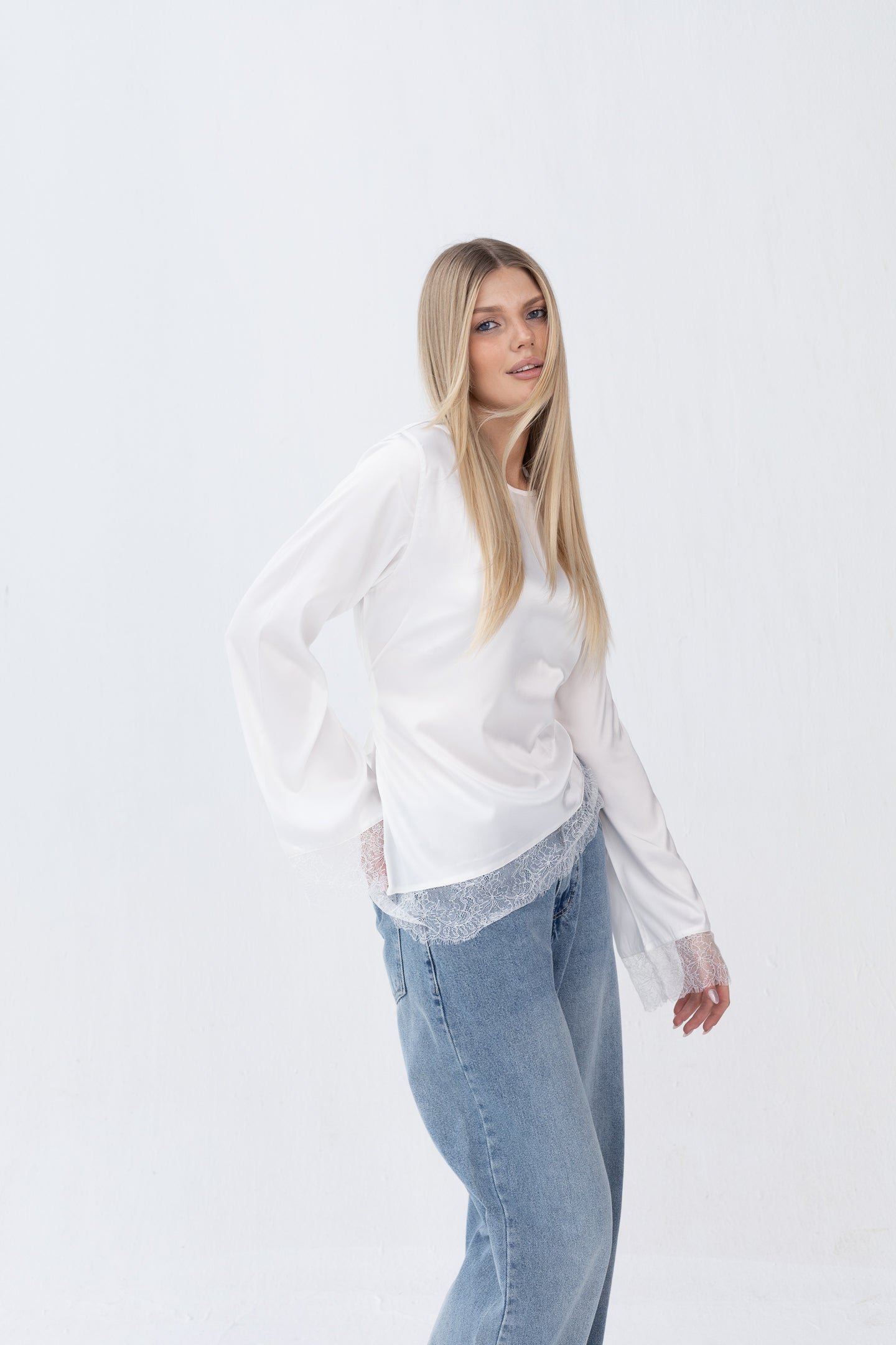 Blouse Satin With Lace