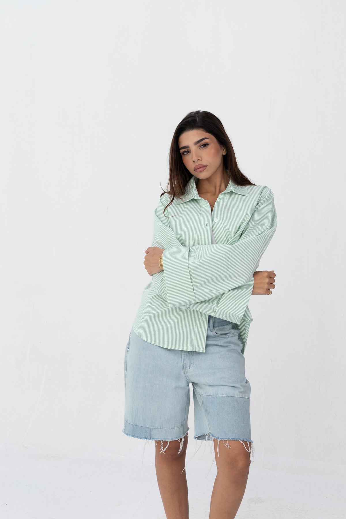 Subtle striped blouse with back bleats