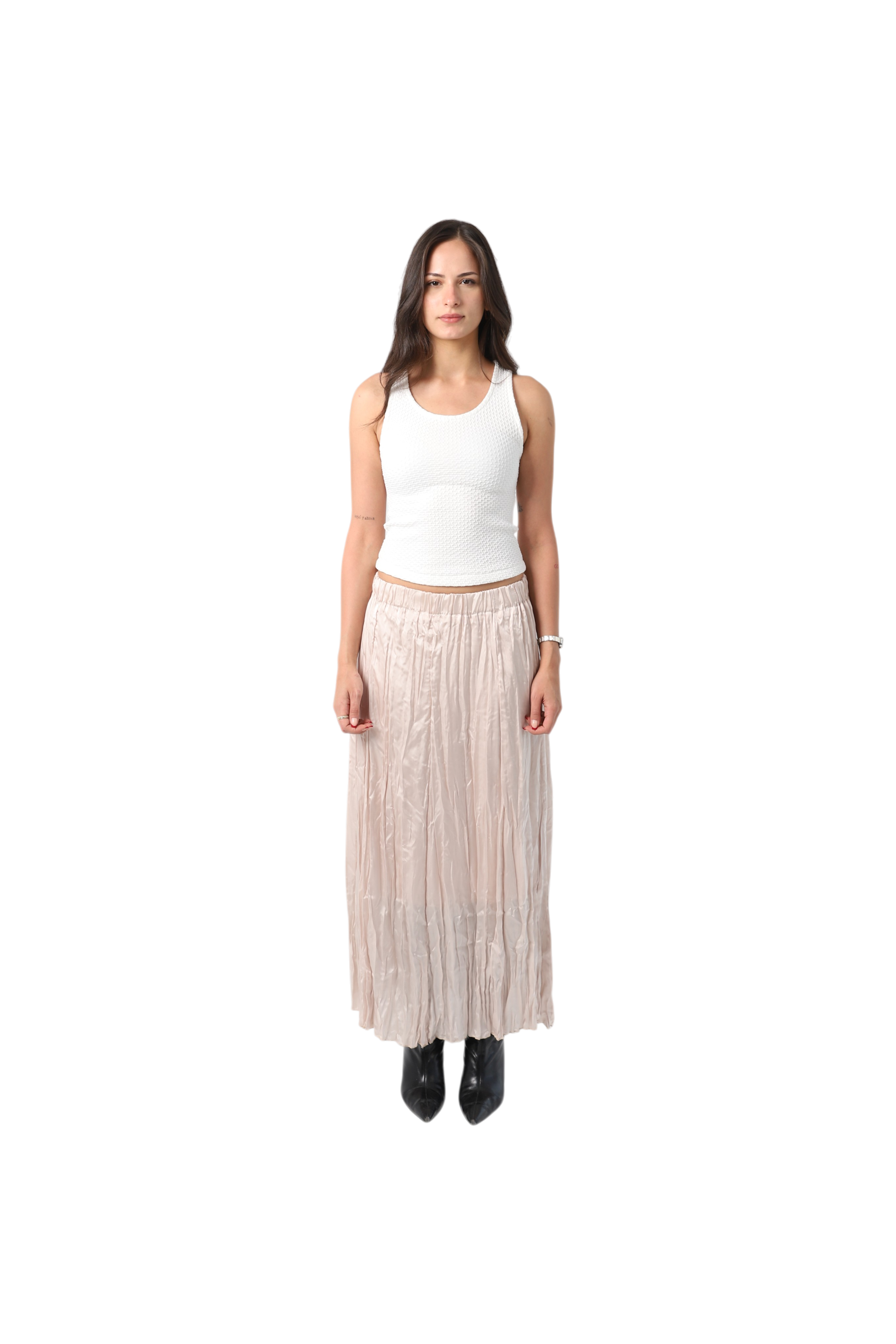 Crinkled Satin Skirt