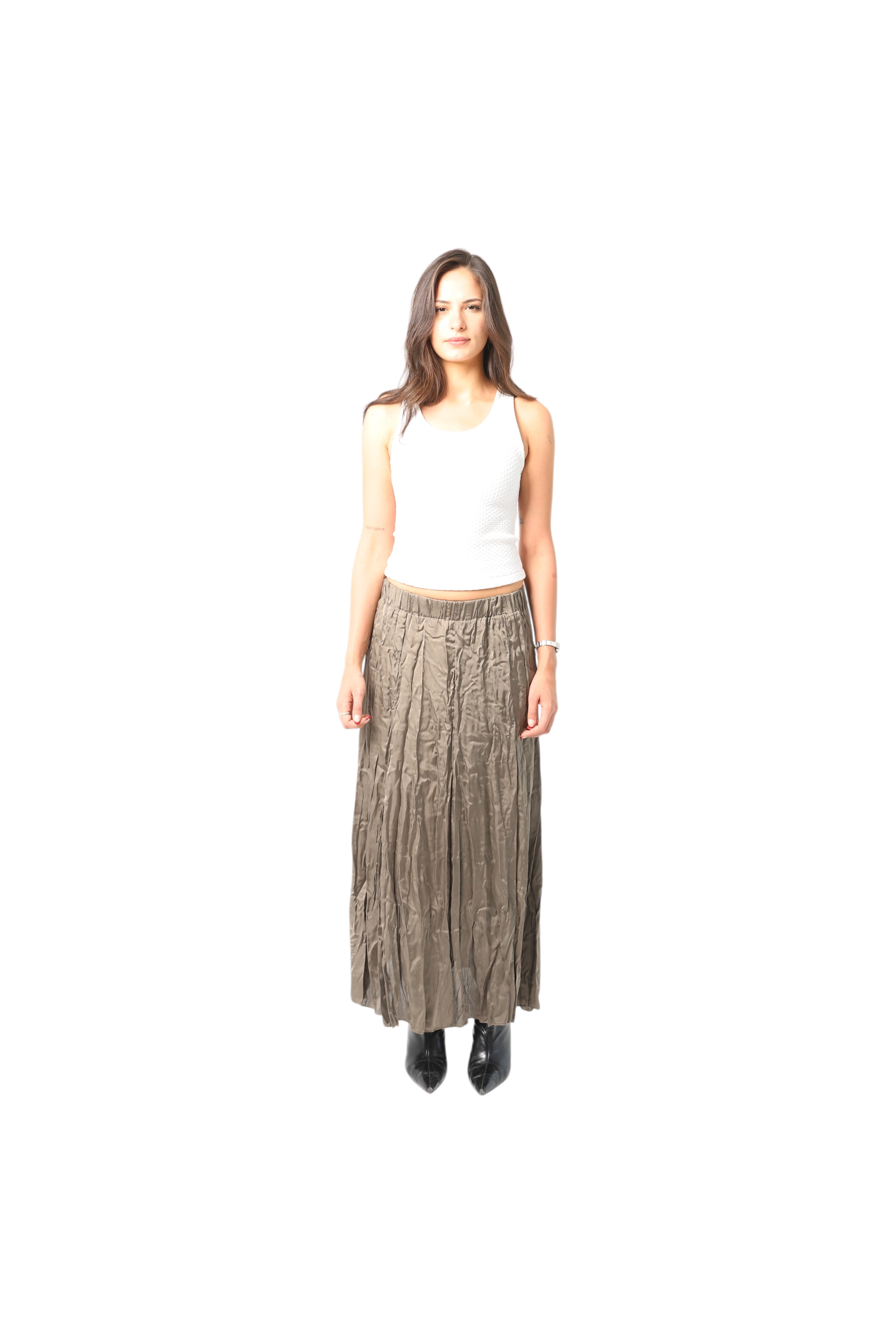 Crinkled Satin Skirt