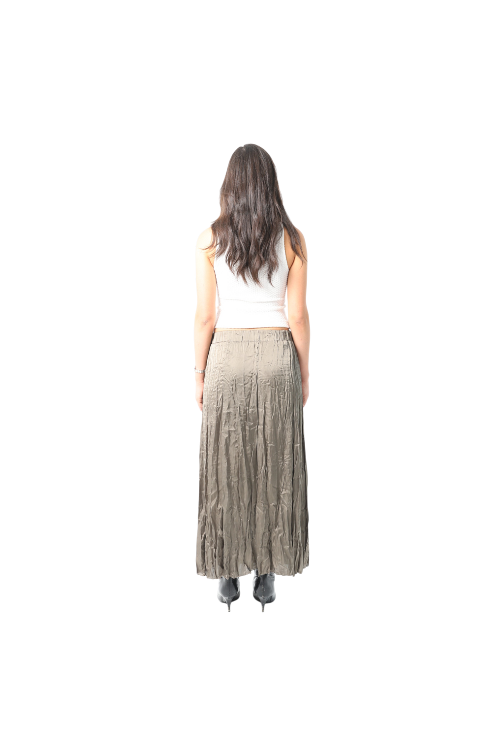 Crinkled Satin Skirt
