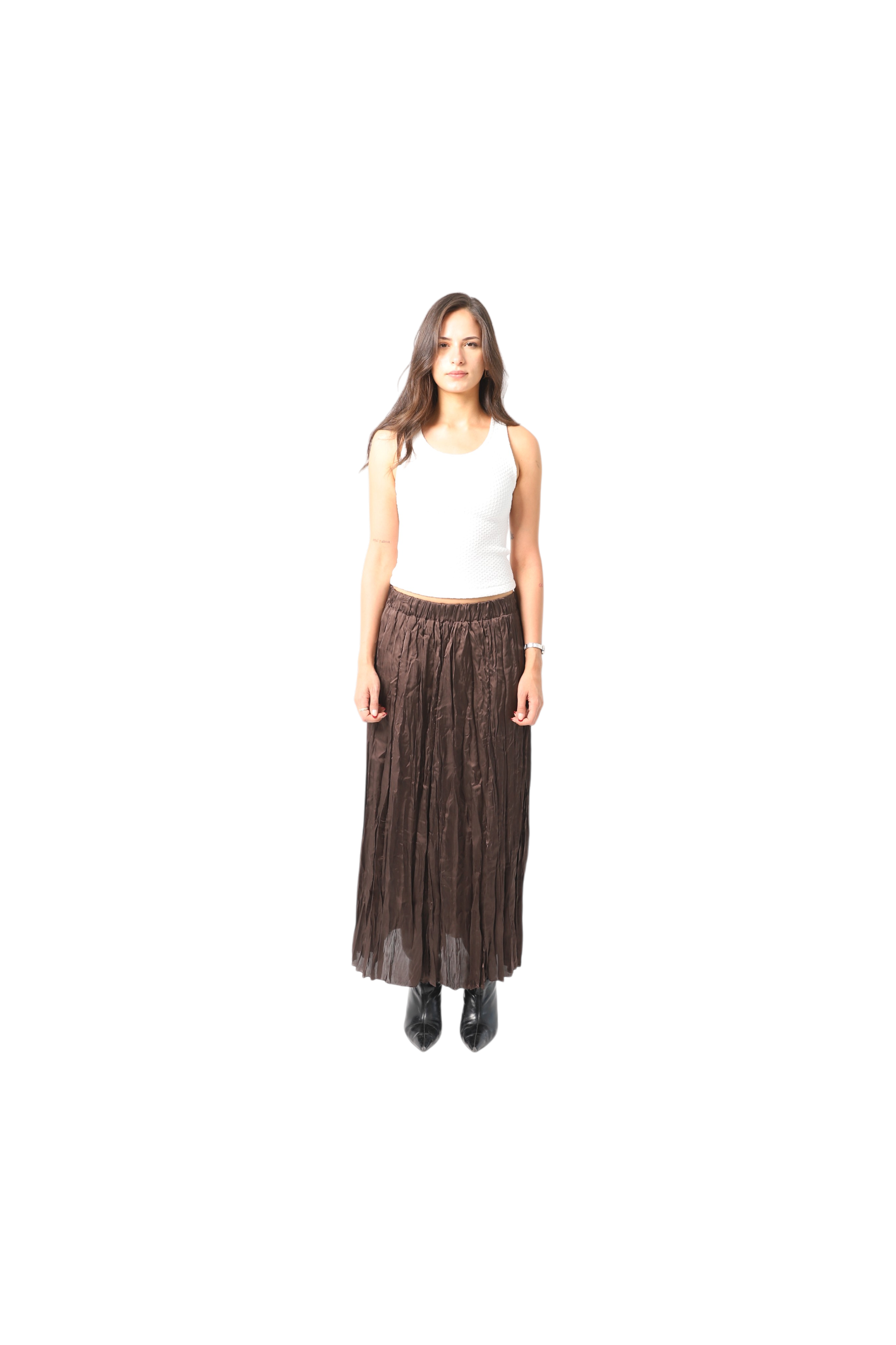 Crinkled Satin Skirt