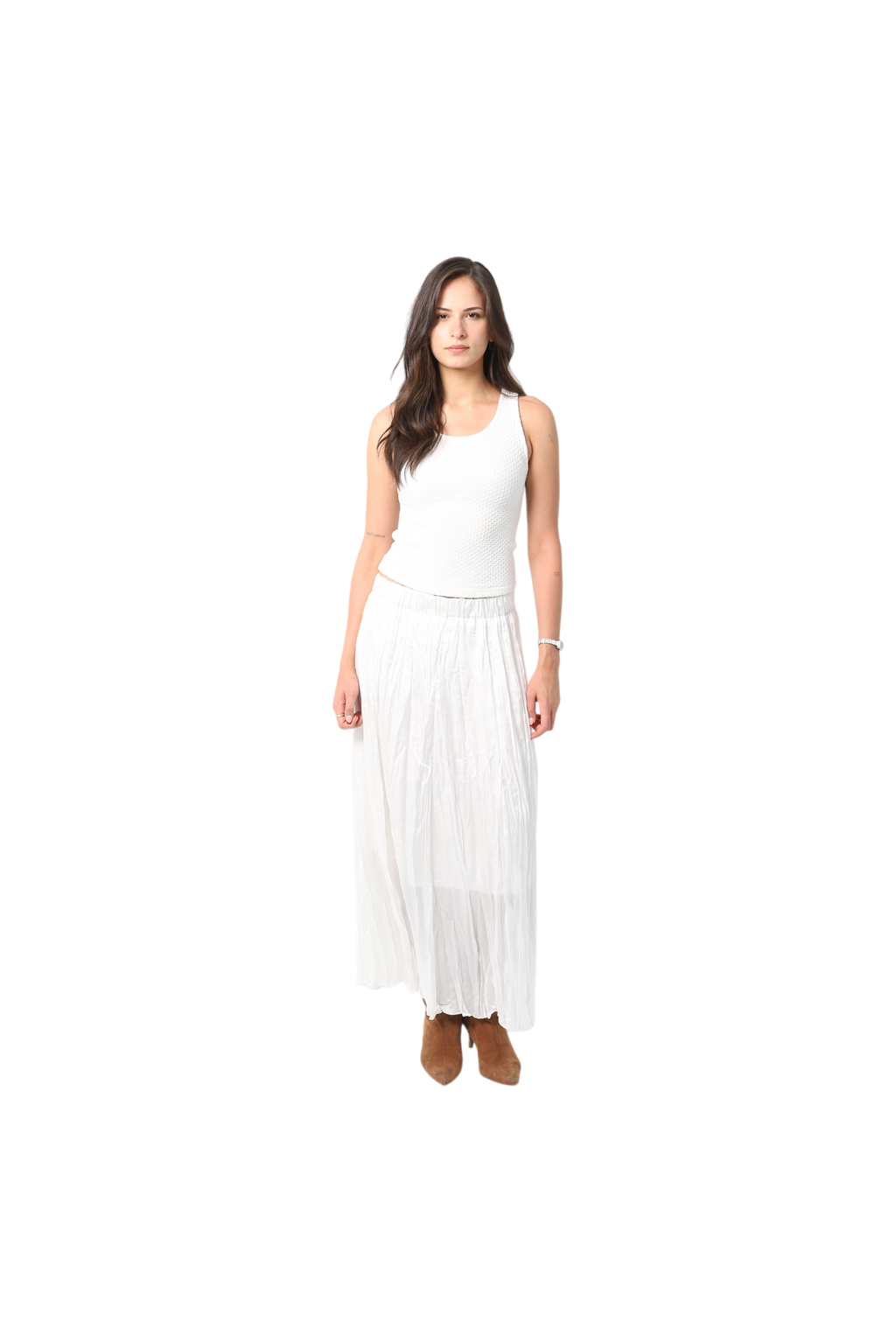 Crinkled Satin Skirt