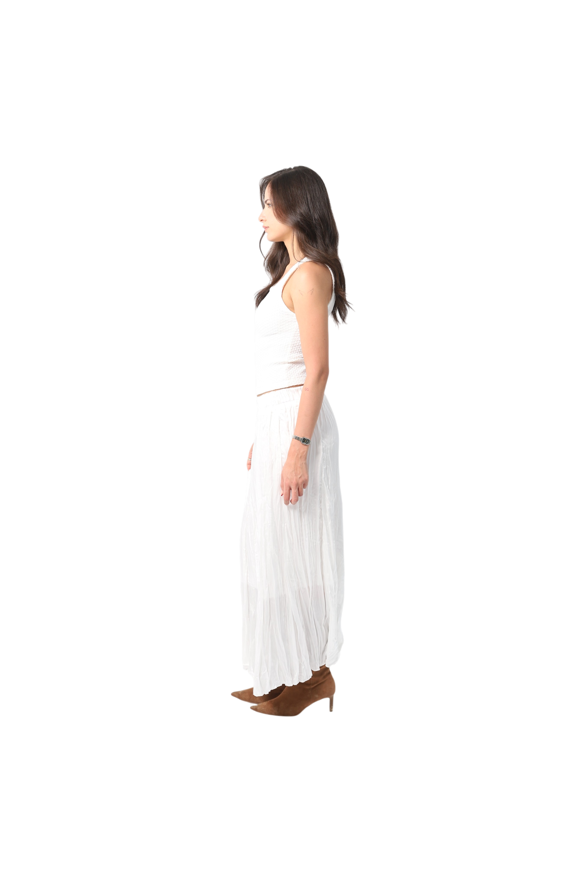 Crinkled Satin Skirt