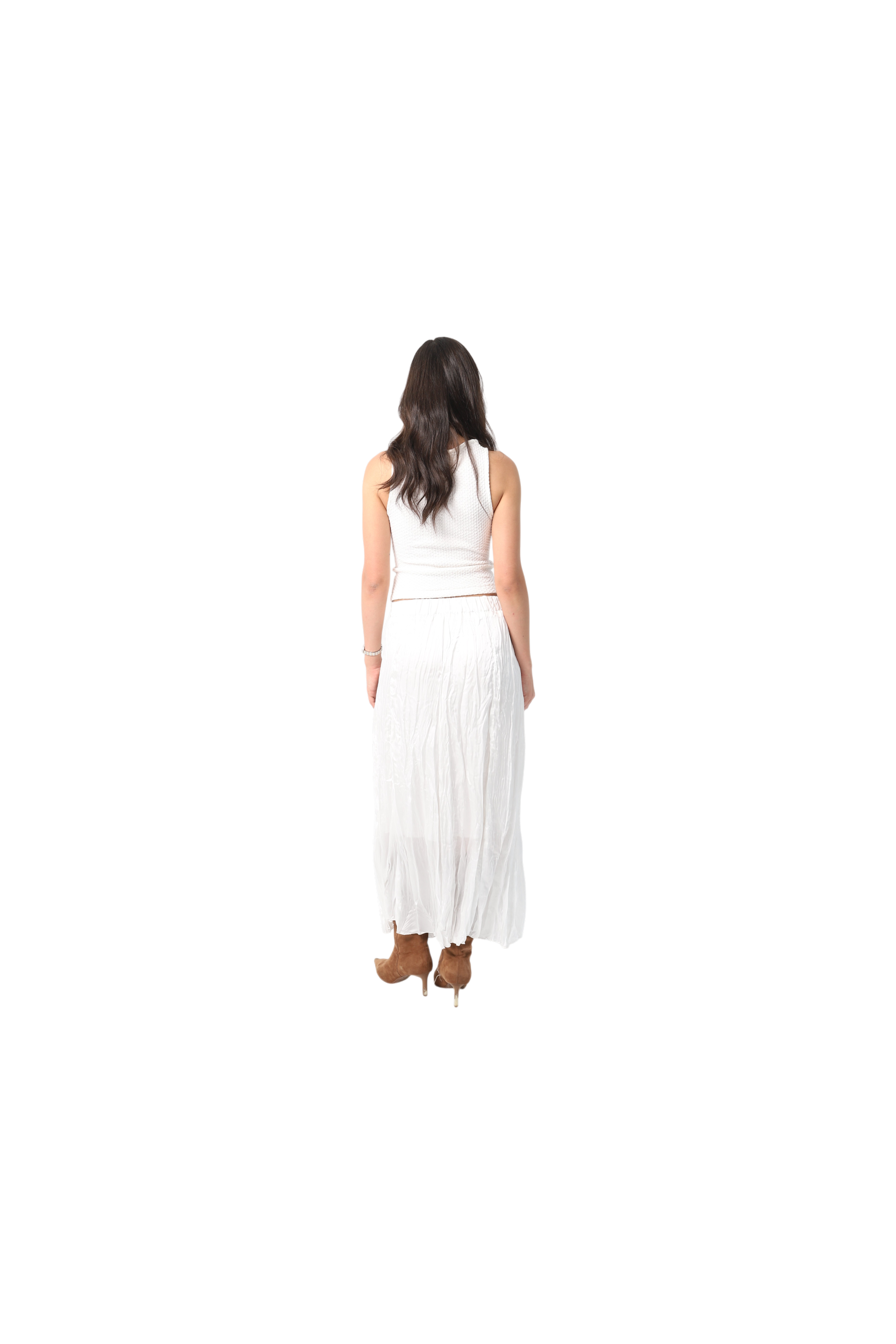 Crinkled Satin Skirt