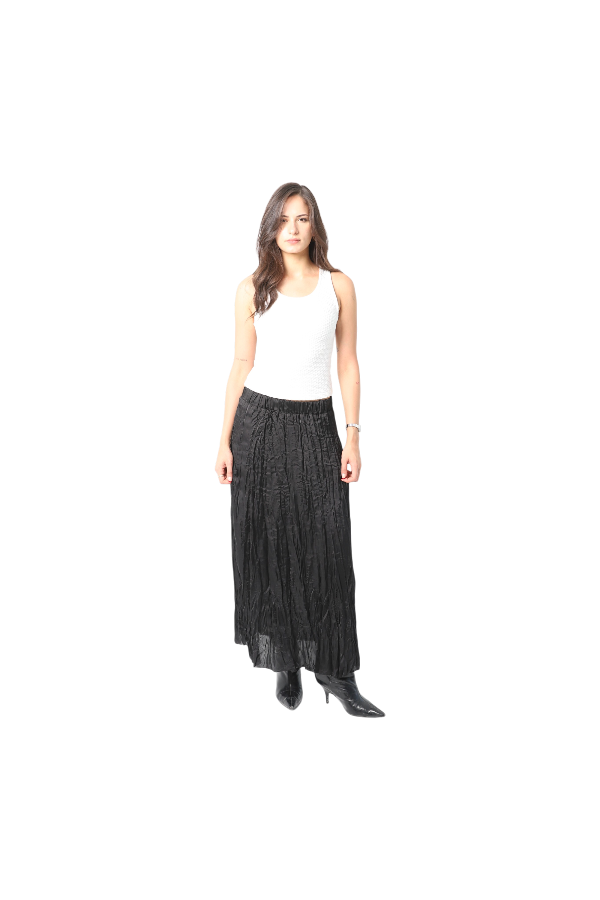 Crinkled Satin Skirt