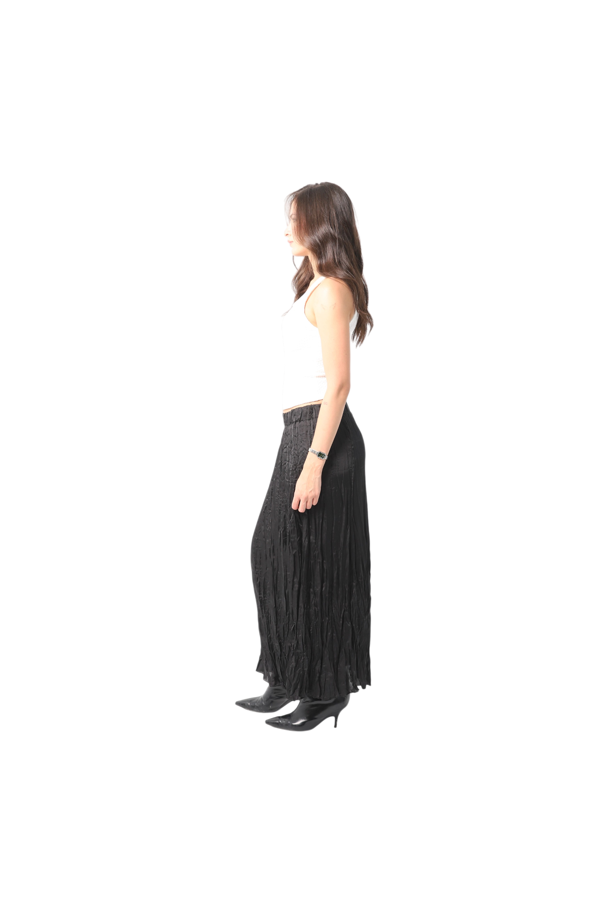 Crinkled Satin Skirt