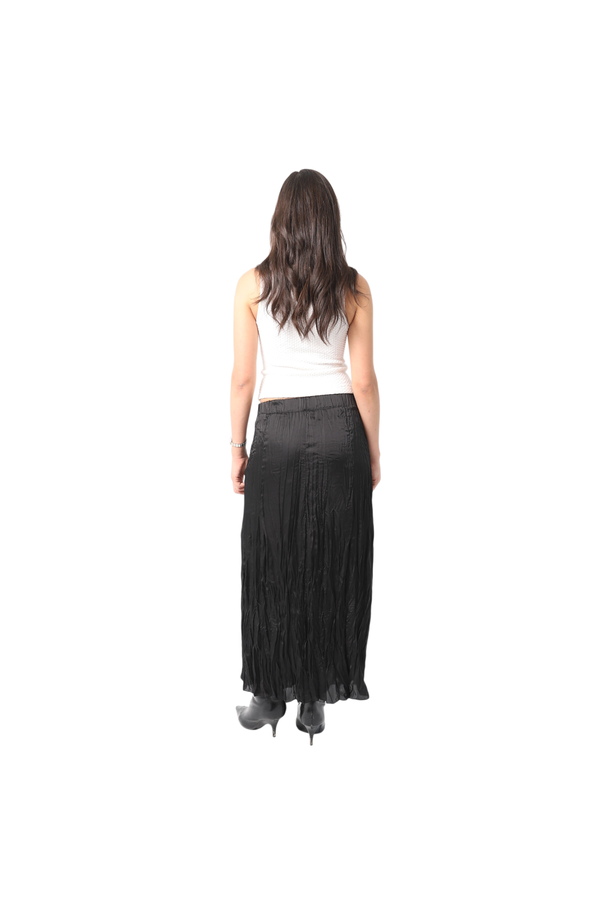 Crinkled Satin Skirt