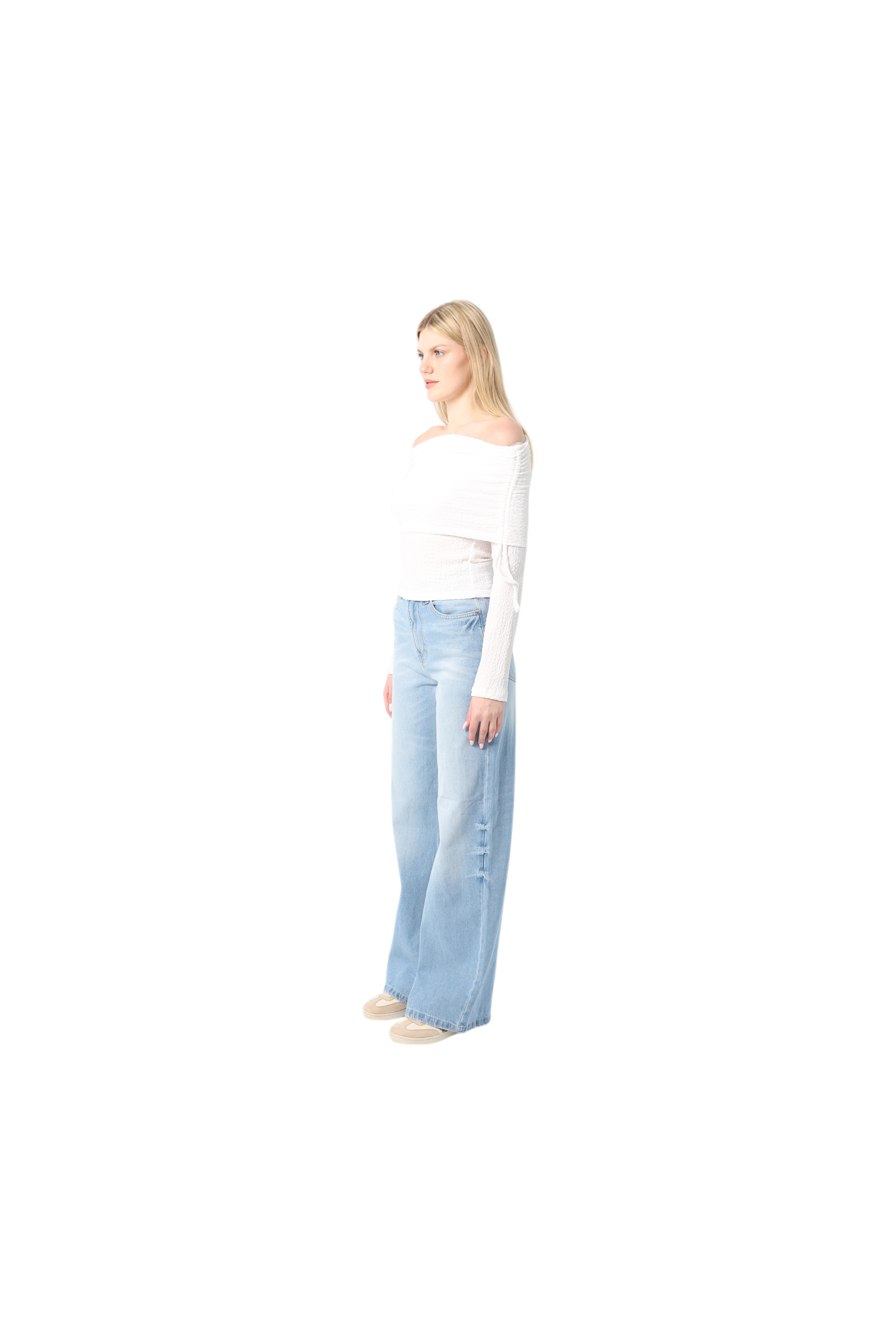 Crinkle Draped Shoulder Top