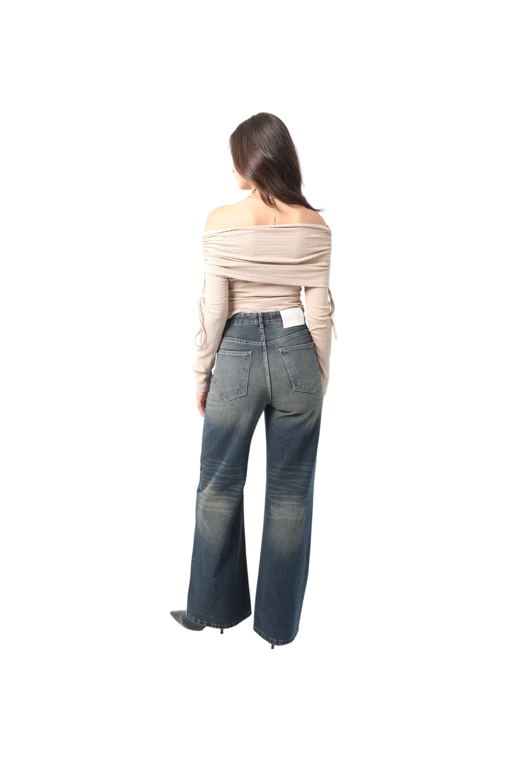 Crinkle Draped Shoulder Top