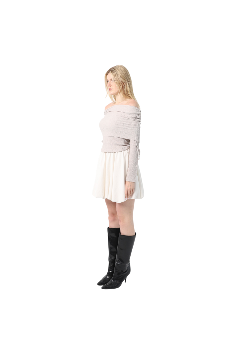 Crinkle Draped Shoulder Top