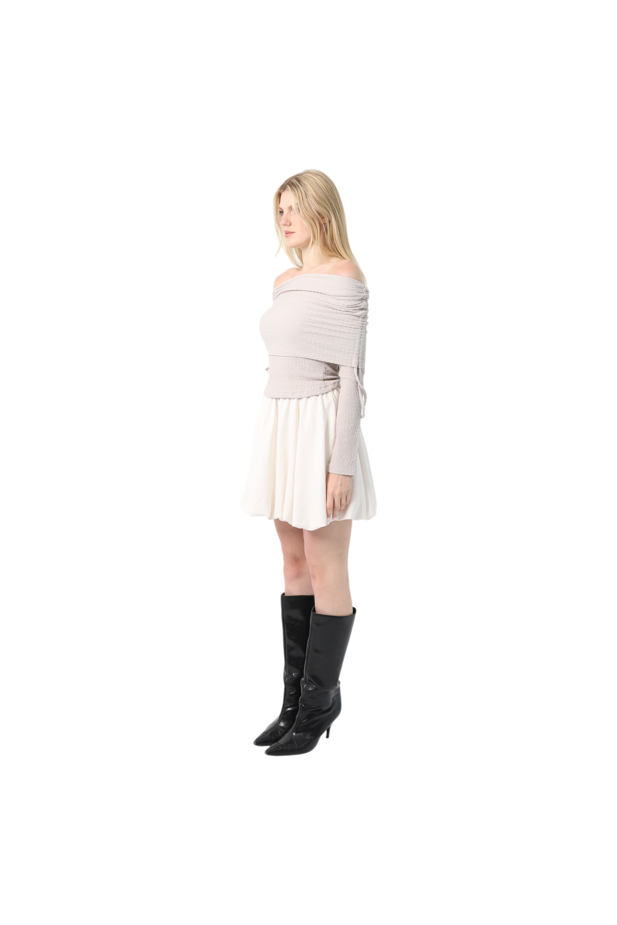 Crinkle Draped Shoulder Top