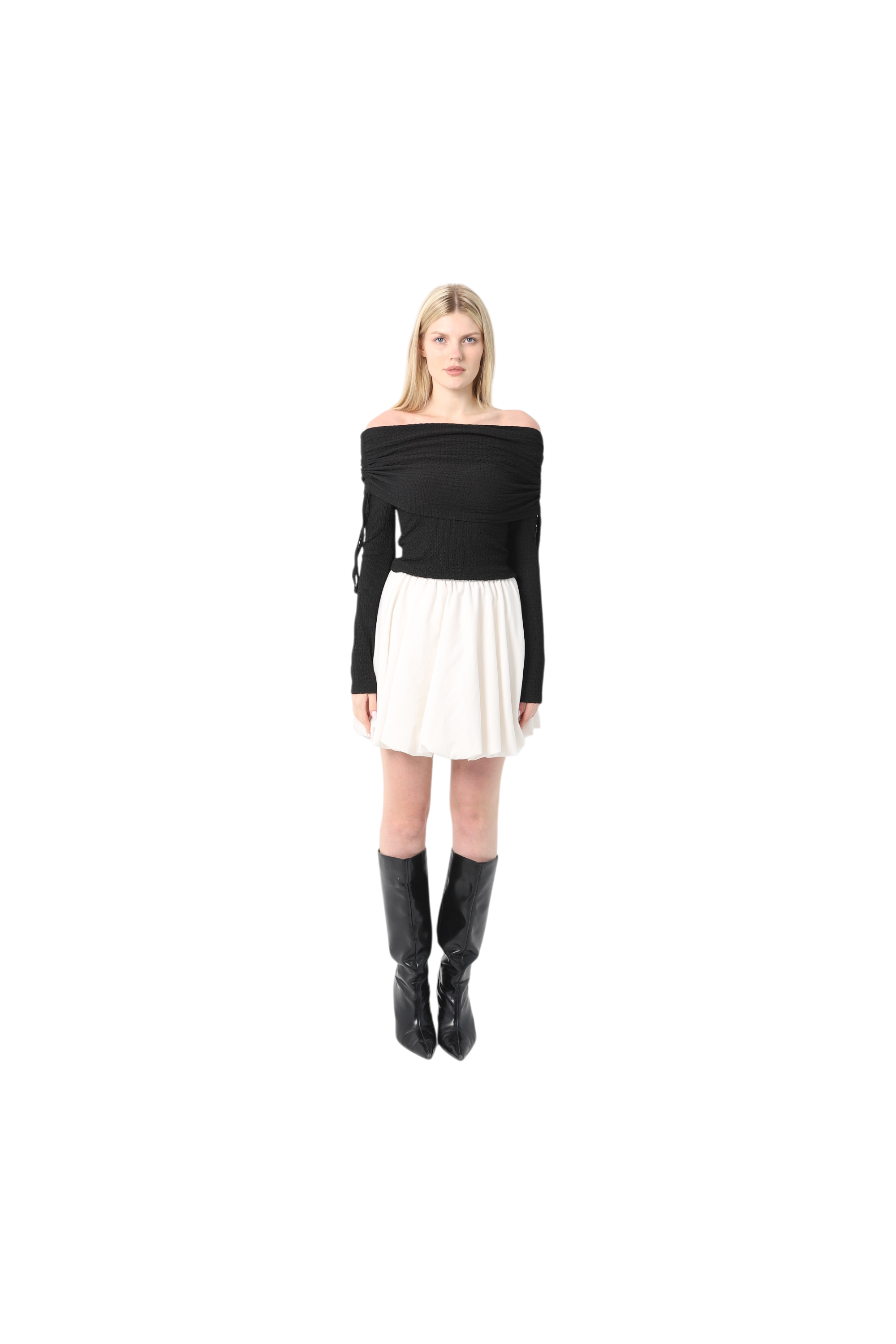 Crinkle Draped Shoulder Top