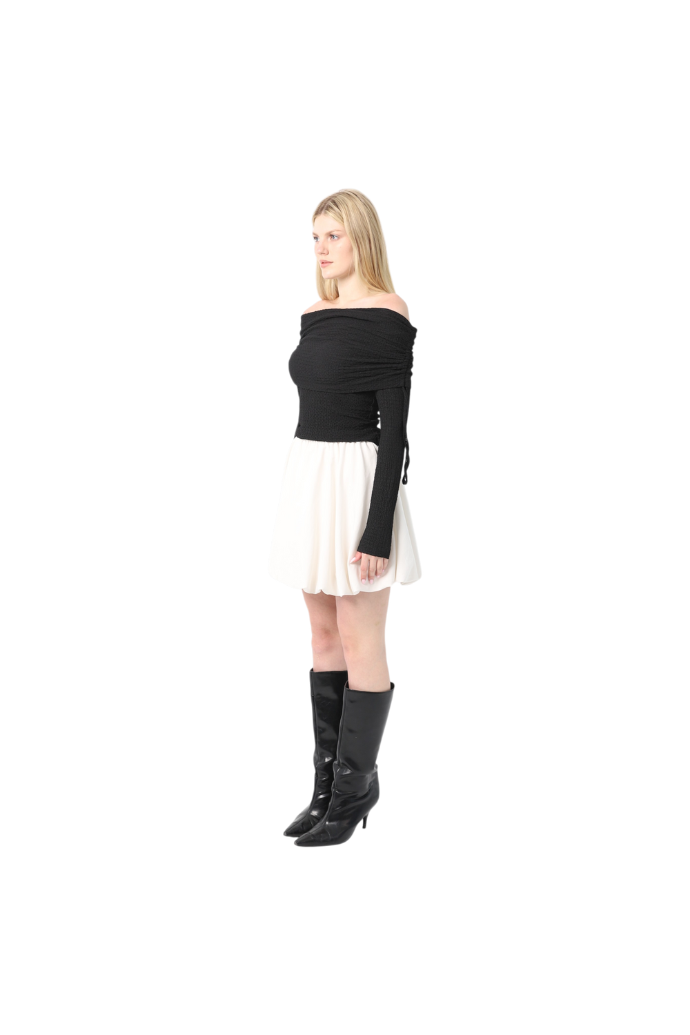 Crinkle Draped Shoulder Top