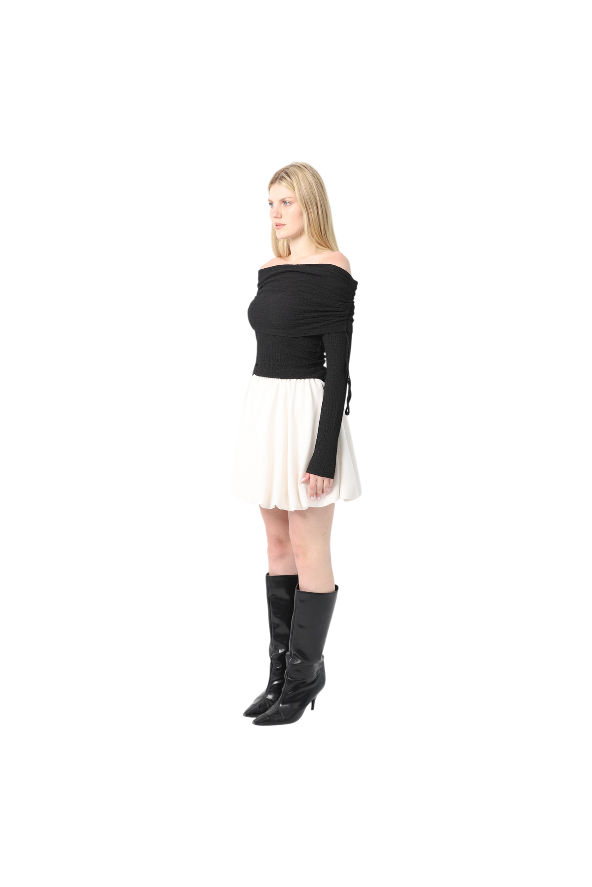 Crinkle Draped Shoulder Top