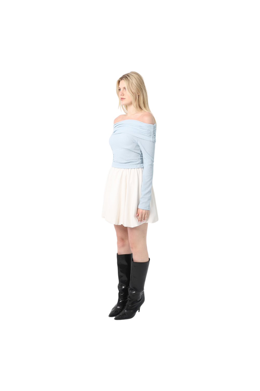 Crinkle Draped Shoulder Top