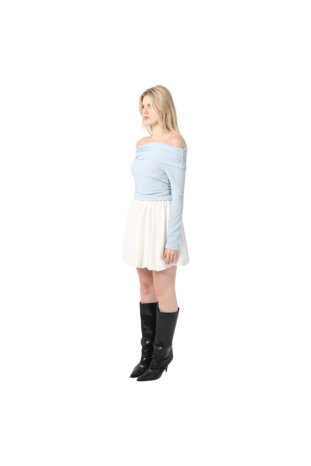 Crinkle Draped Shoulder Top