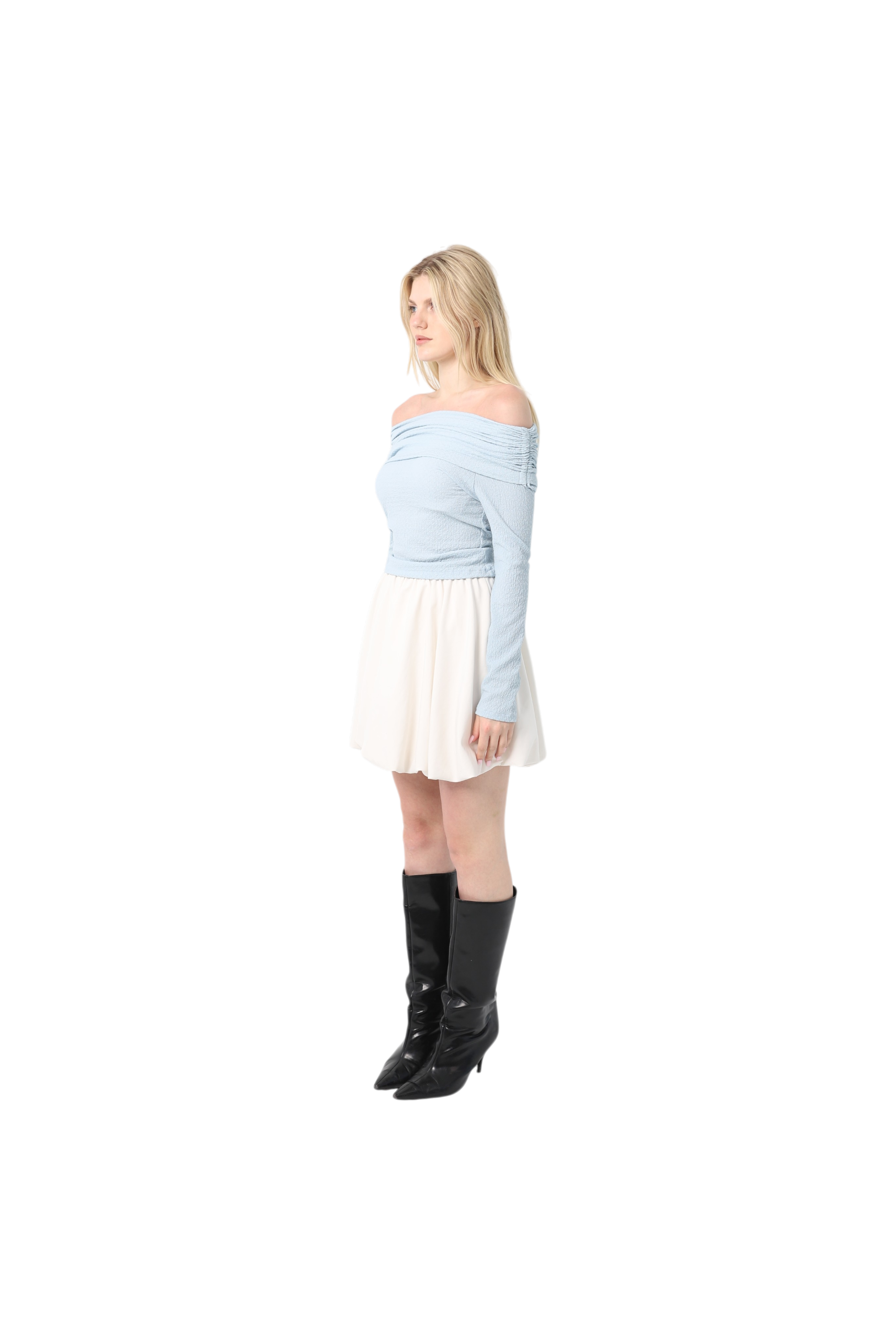 Crinkle Draped Shoulder Top