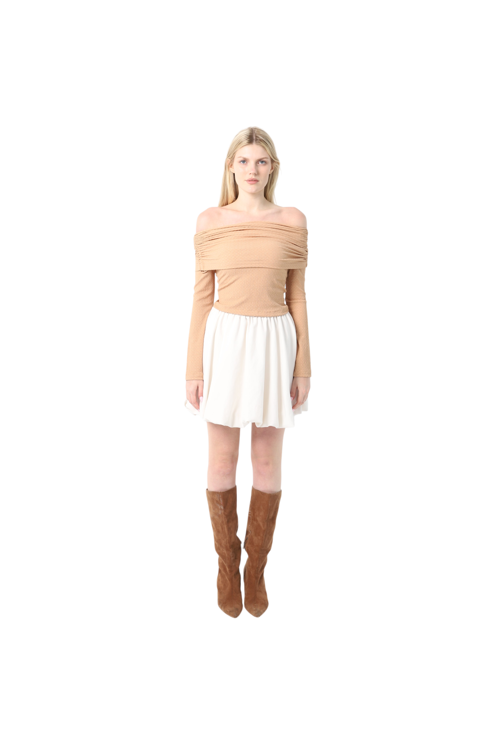 Crinkle Draped Shoulder Top