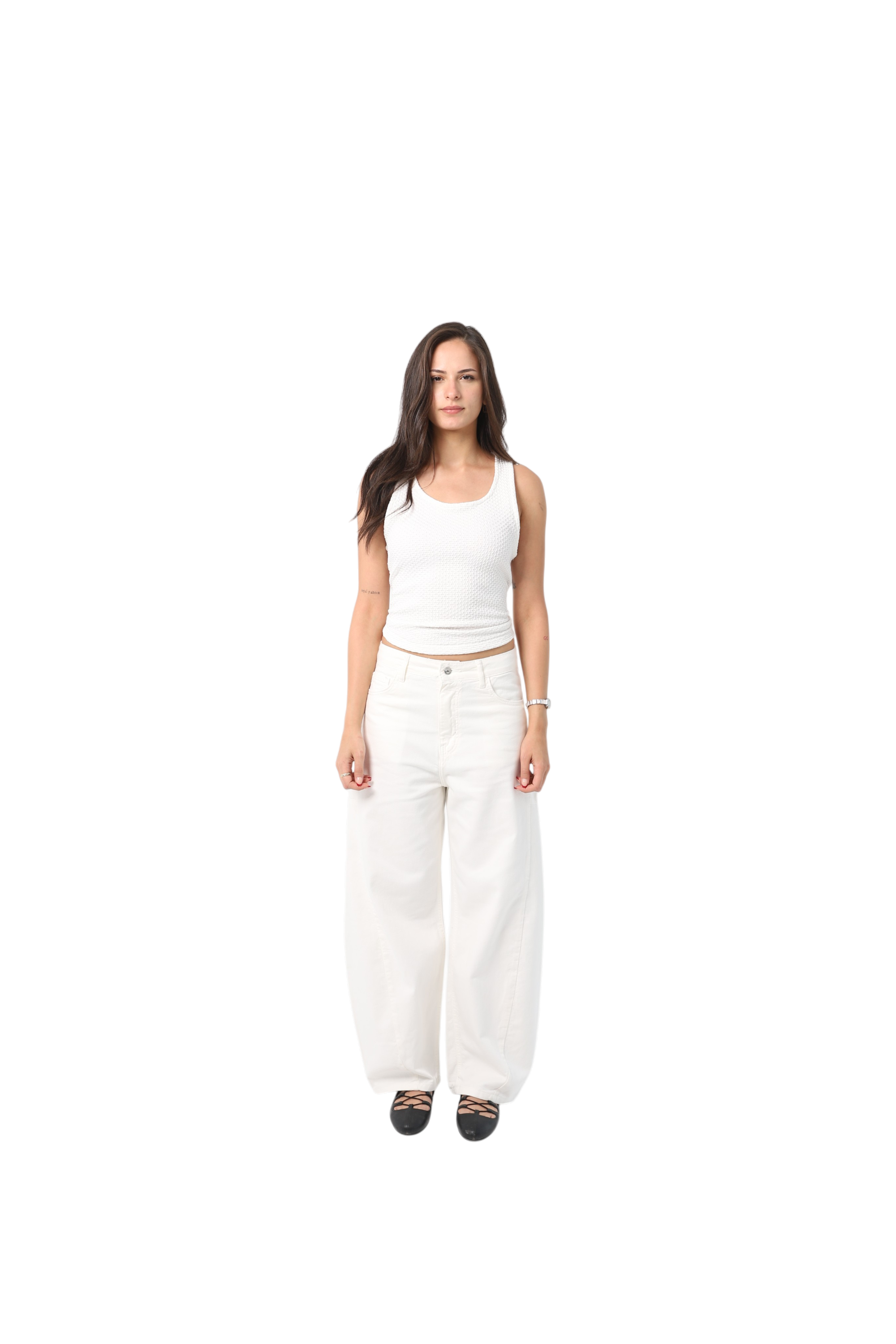 Denim front cut offwhite Pant