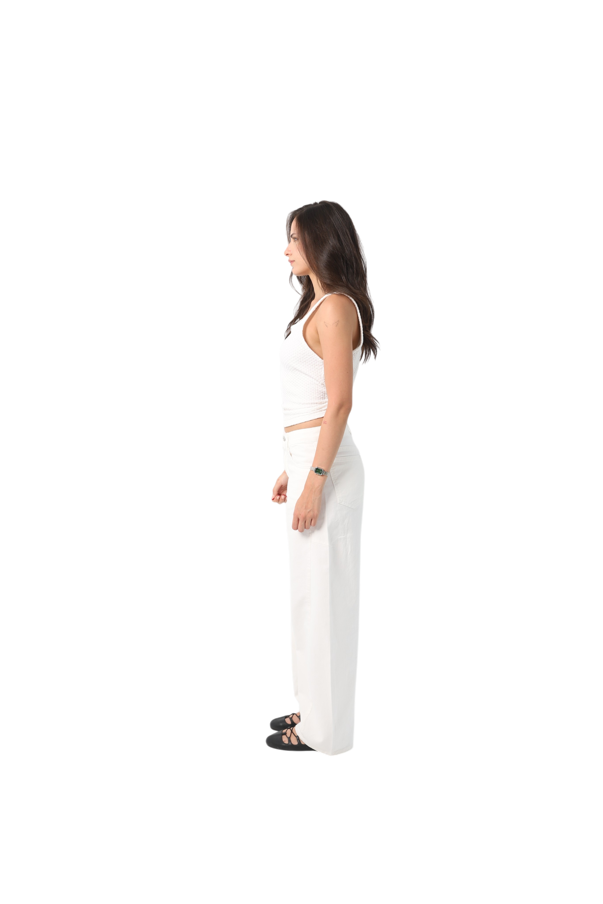 Denim front cut offwhite Pant