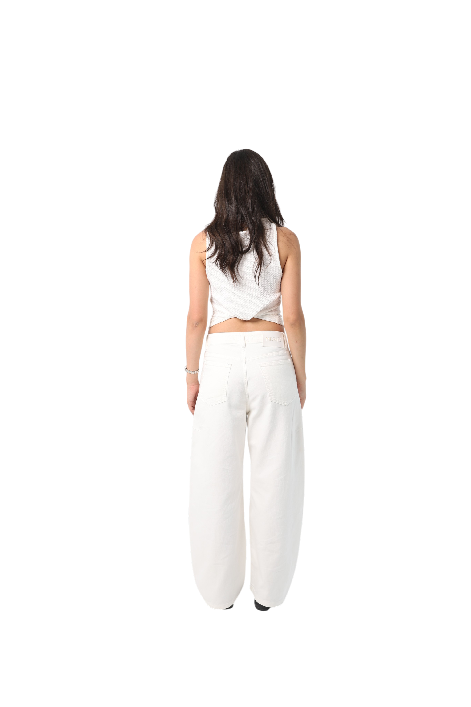Denim front cut offwhite Pant